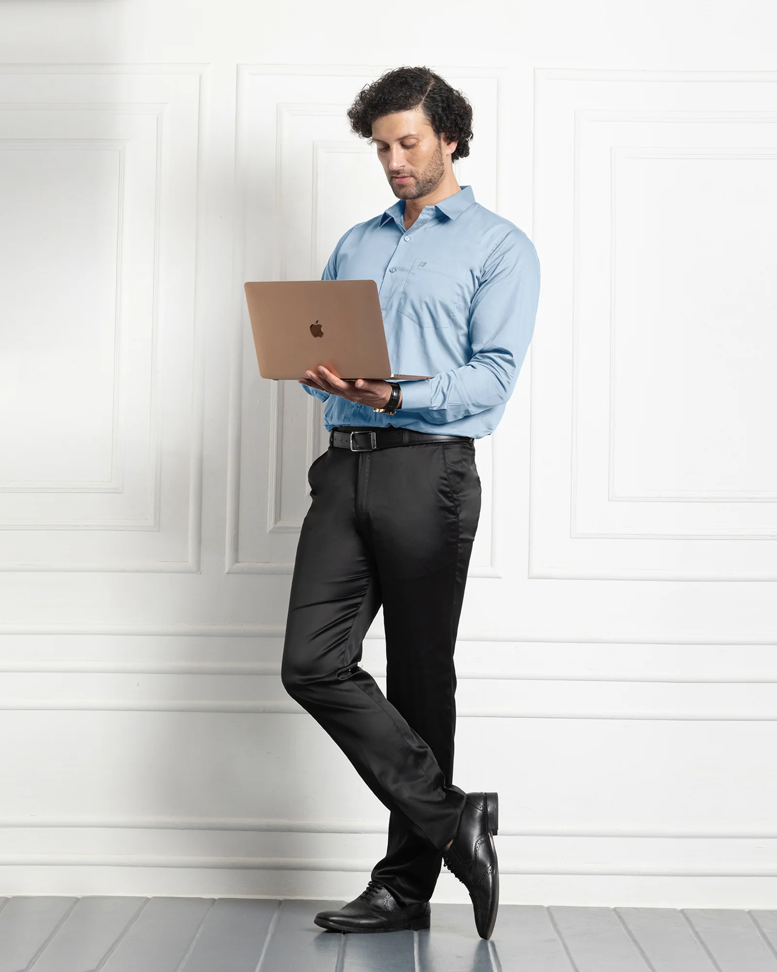 PLUS SIZE FORMAL SHIRTS IN COTTON FOR MEN (Single Pocket)- SKY BLUE - Image 4