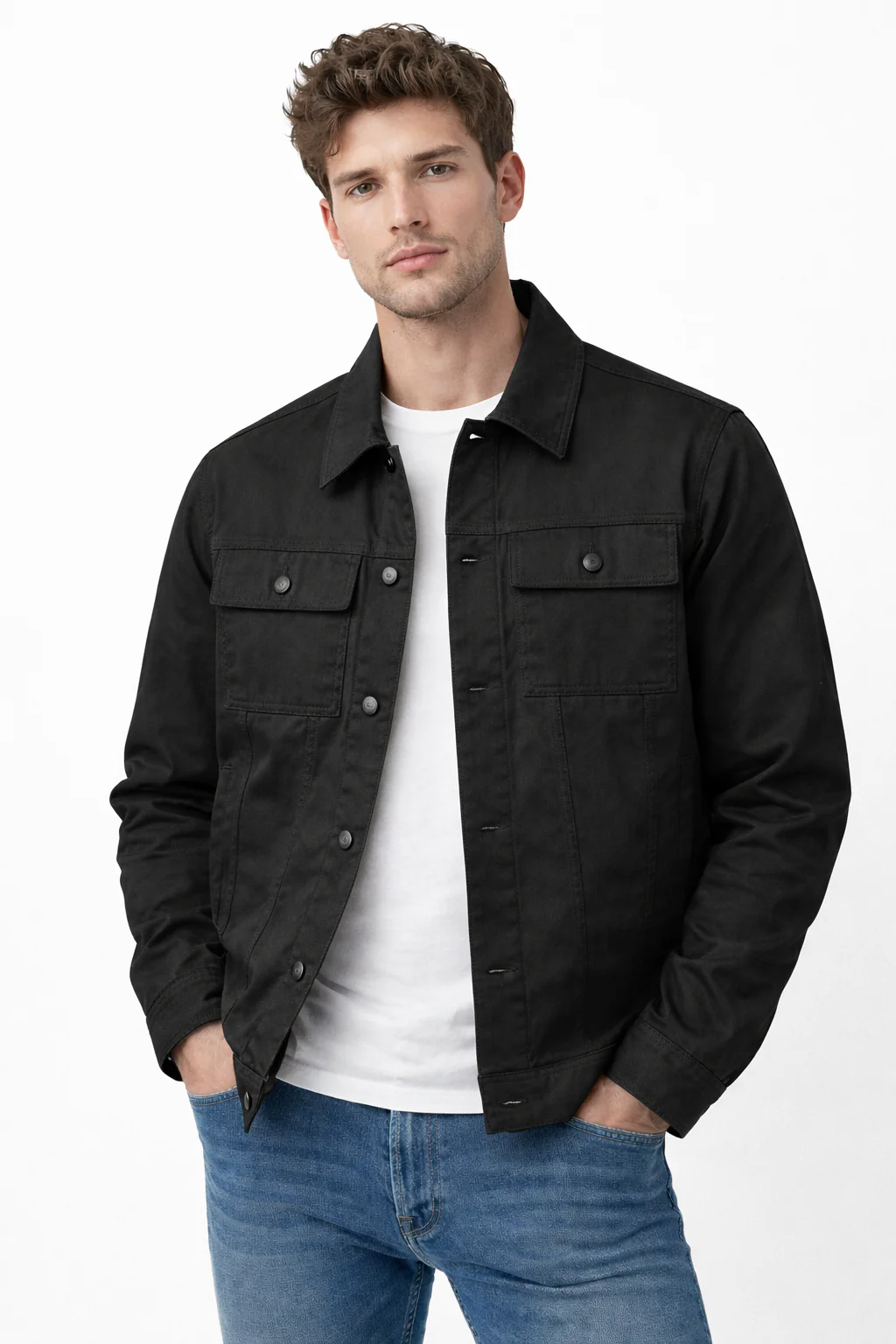CLASSIC BLACK SHERPA WINTER JACKET – Warm & Durable Outerwear for Men - Image 4