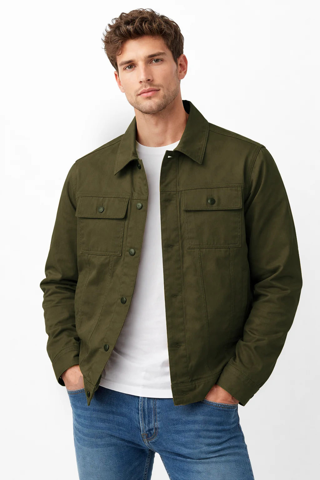 CLASSIC OLIVE SHERPA WINTER JACKET – Warm & Durable Outerwear for Men - Image 4