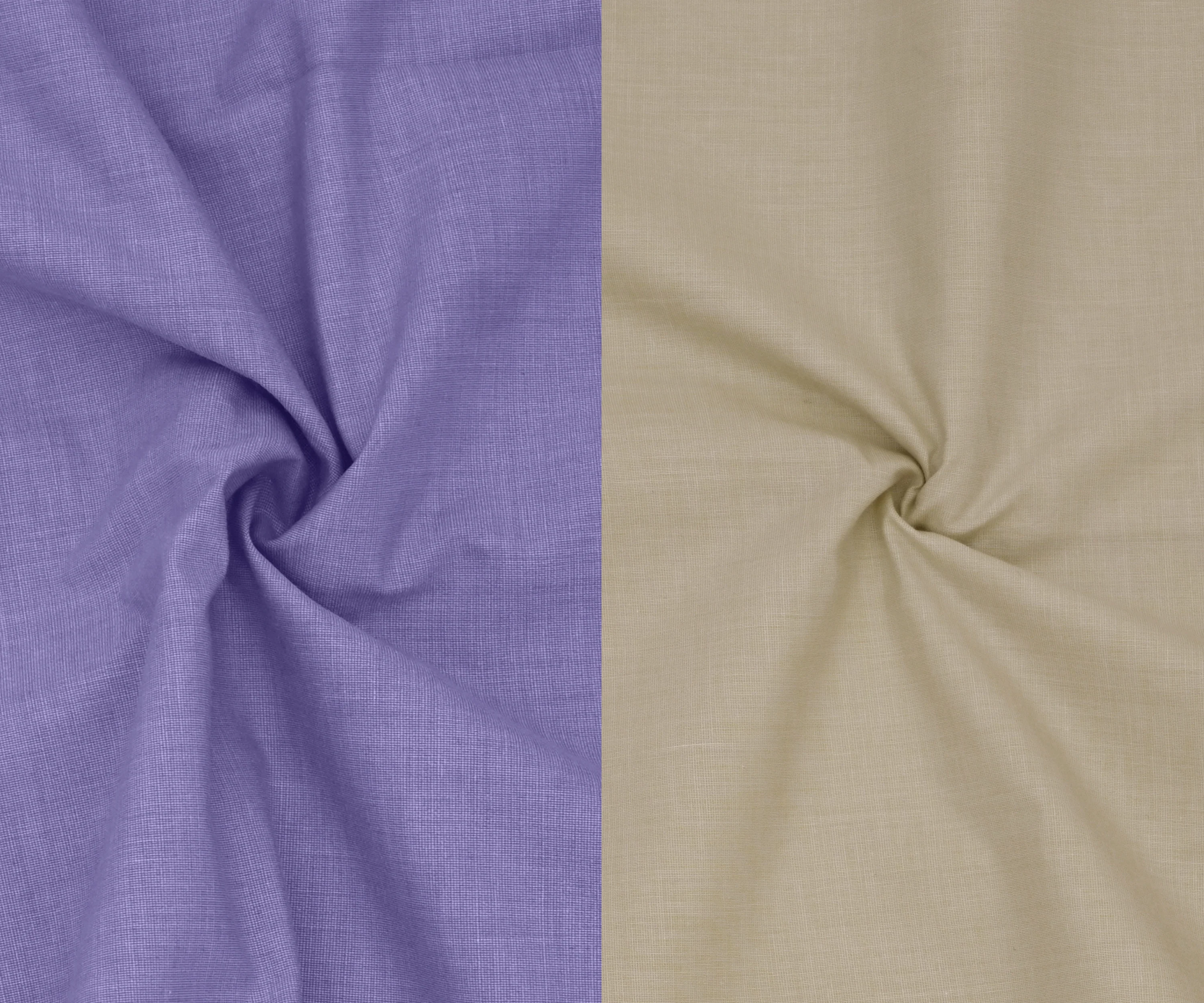 Combo of 2 Filafil Fabric Regular Fit Formal Shirts – Purple & Cream (Single Pocket) - Image 2