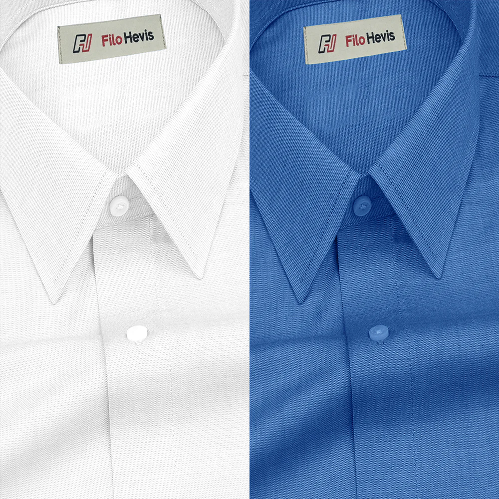 Combo of 2 Filafil Fabric Regular Fit Formal Shirts – White & Blue (Single Pocket)
