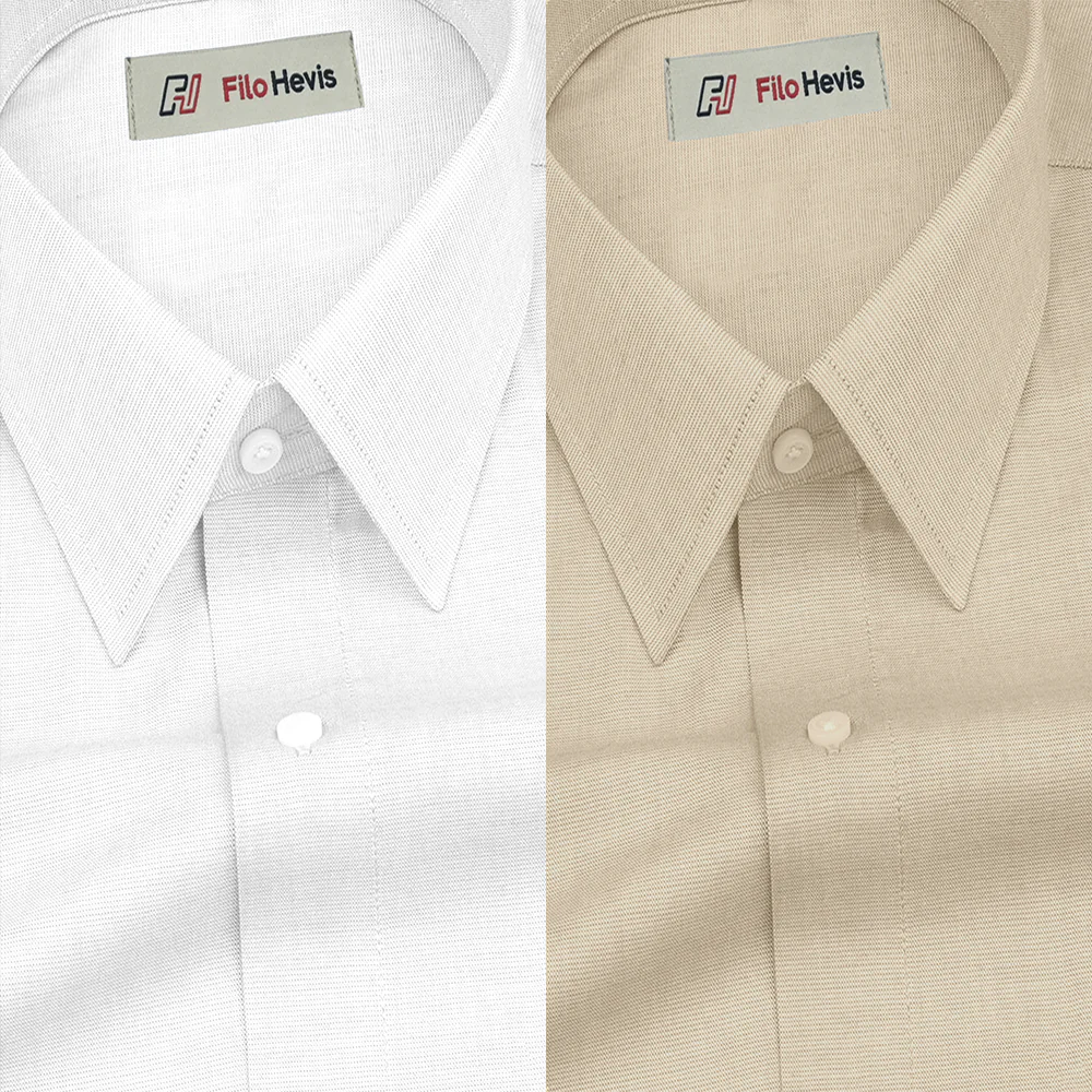 Combo of 2 Filafil Fabric Regular Fit Formal Shirts – White & Cream (Single Pocket)