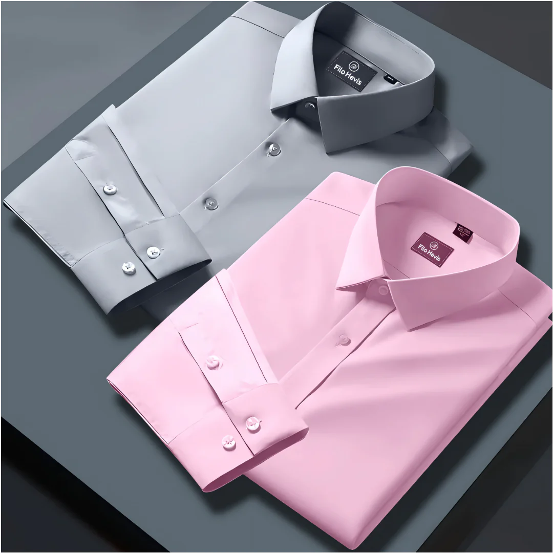 Combo of 2 Formal shirts Light Pink & Light Grey Colour