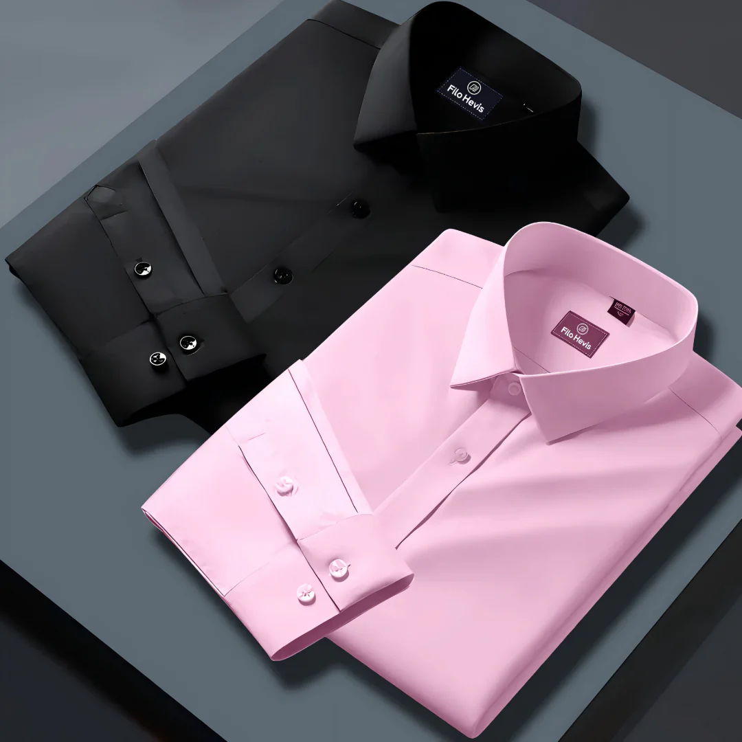 Combo of 2 Formal shirts Light Pink & Black Colour