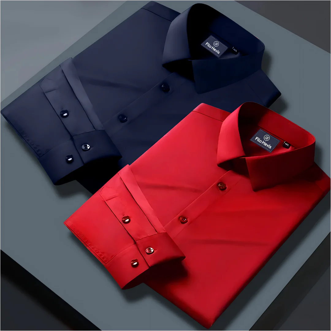Combo of 2 Formal shirts Navy Blue & Red Colour