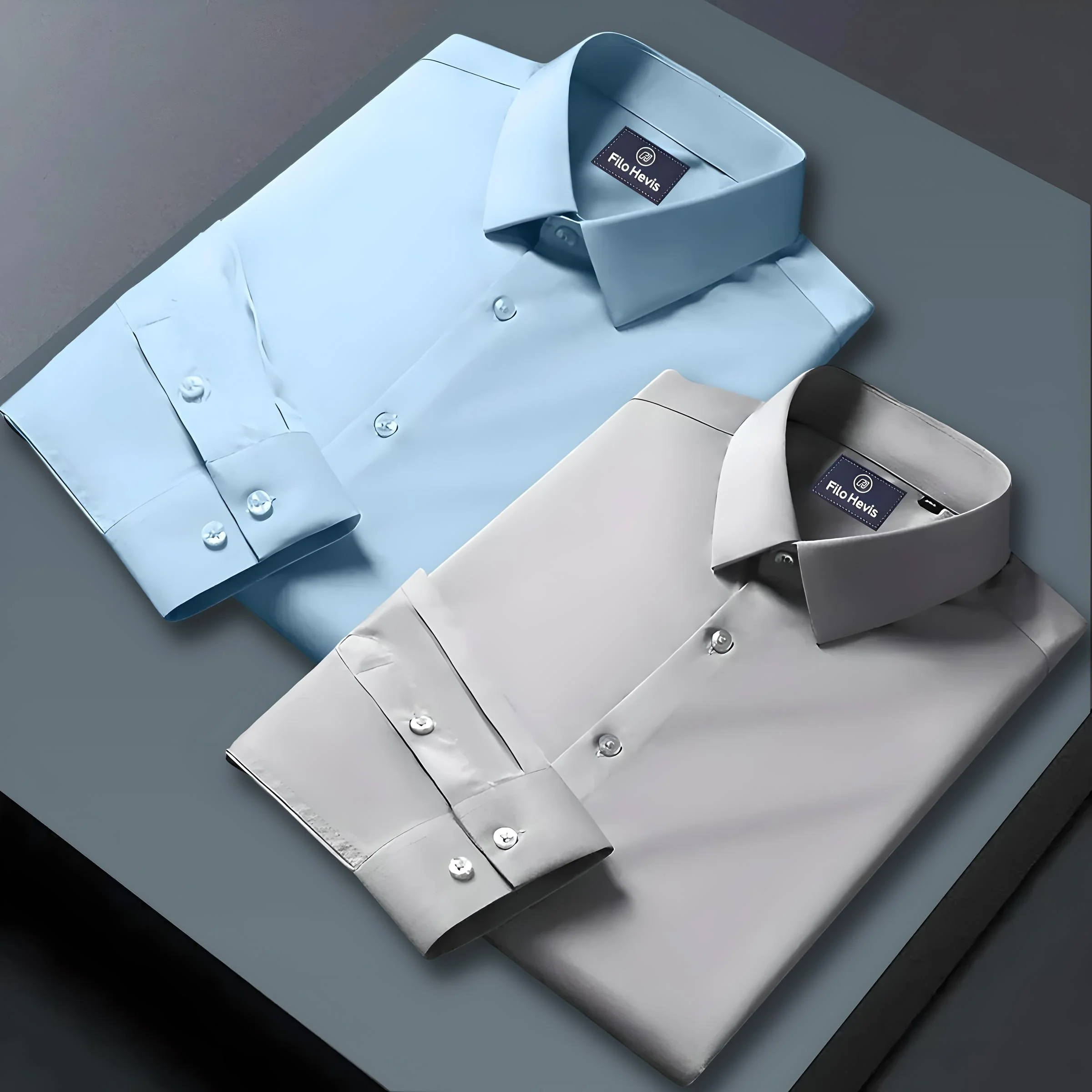 Combo of 2 Formal shirts Sky Blue & Light Grey Colour