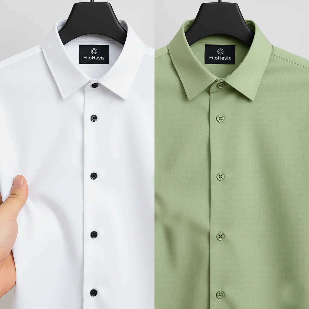 Combo of 2 Men's Satin Lycra formal Full Sleeve Shirt White & Pista Green