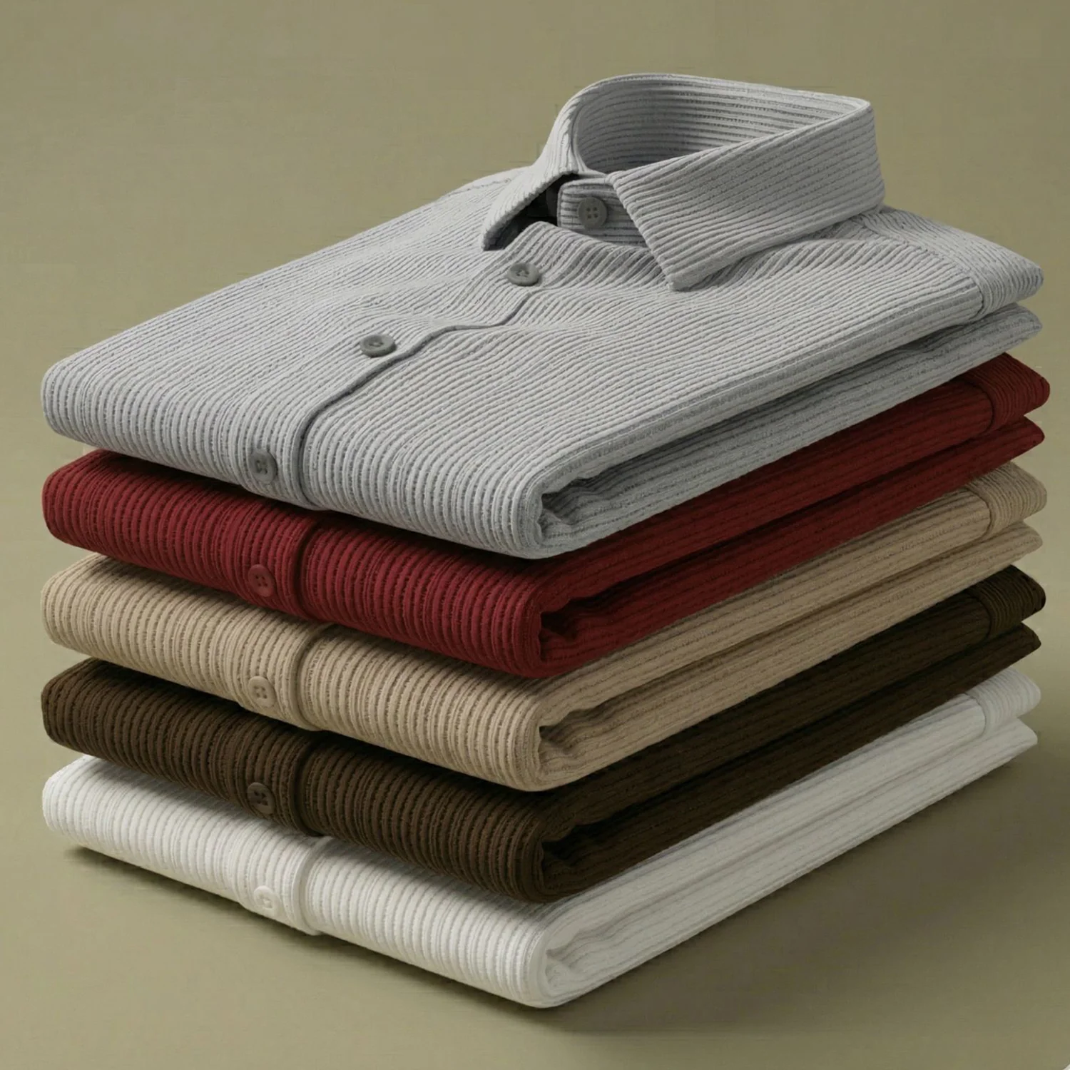 Corduroy Inspired Self-Cord Casual Shirts for Men Blended Fabric - Light Grey - Image 5