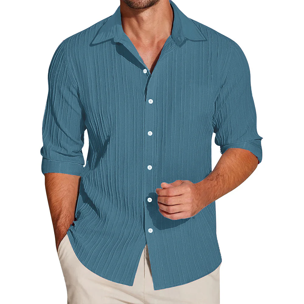 SELF-STRIPE TEXTURED POPCORN SHIRT | CASUAL SHIRTS FOR MEN - Image 3