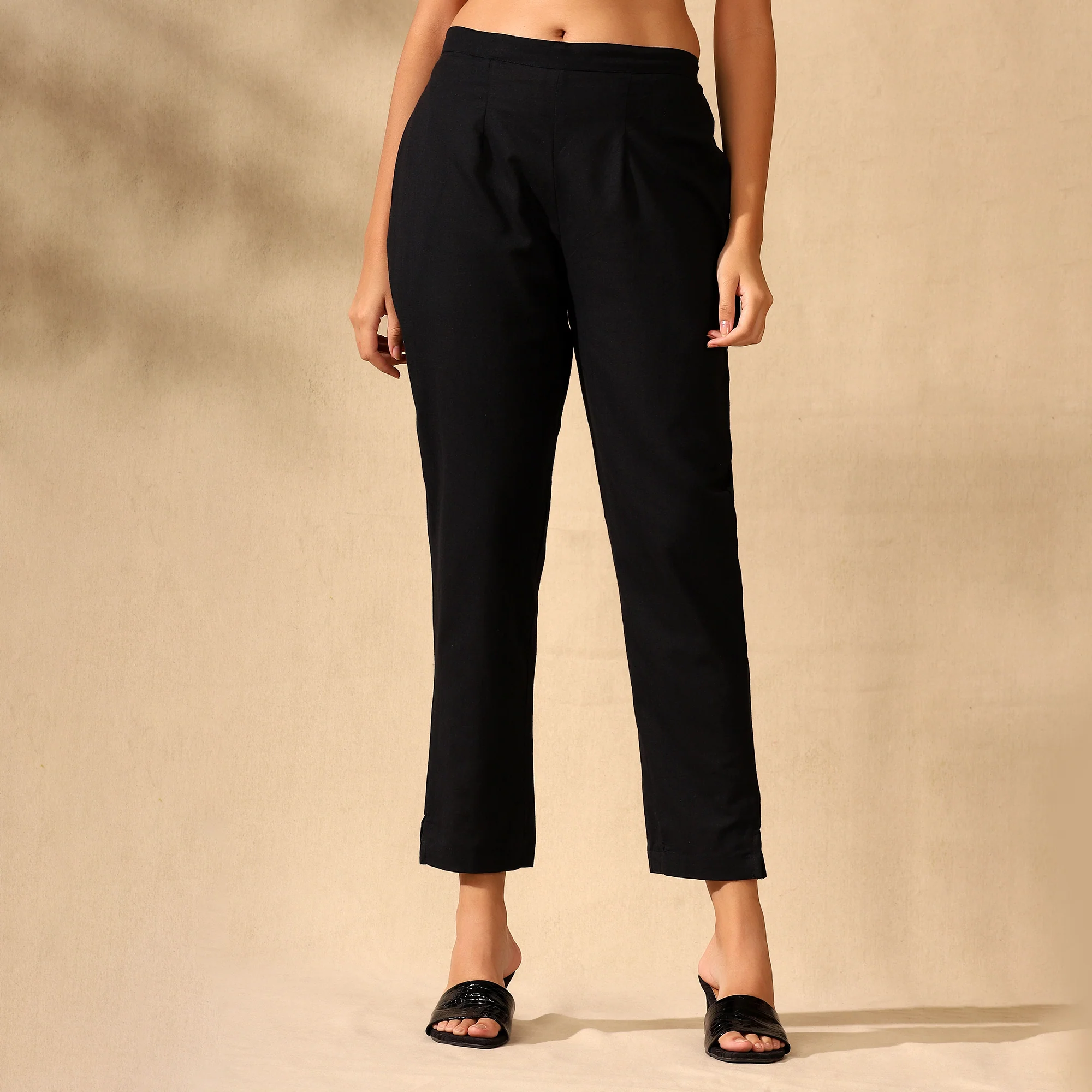 TRIBAL EMBROIDERED COTTON CORD SET FOR WOMEN | SHIRT-PANT FUSION WEAR | BLACK - Image 5