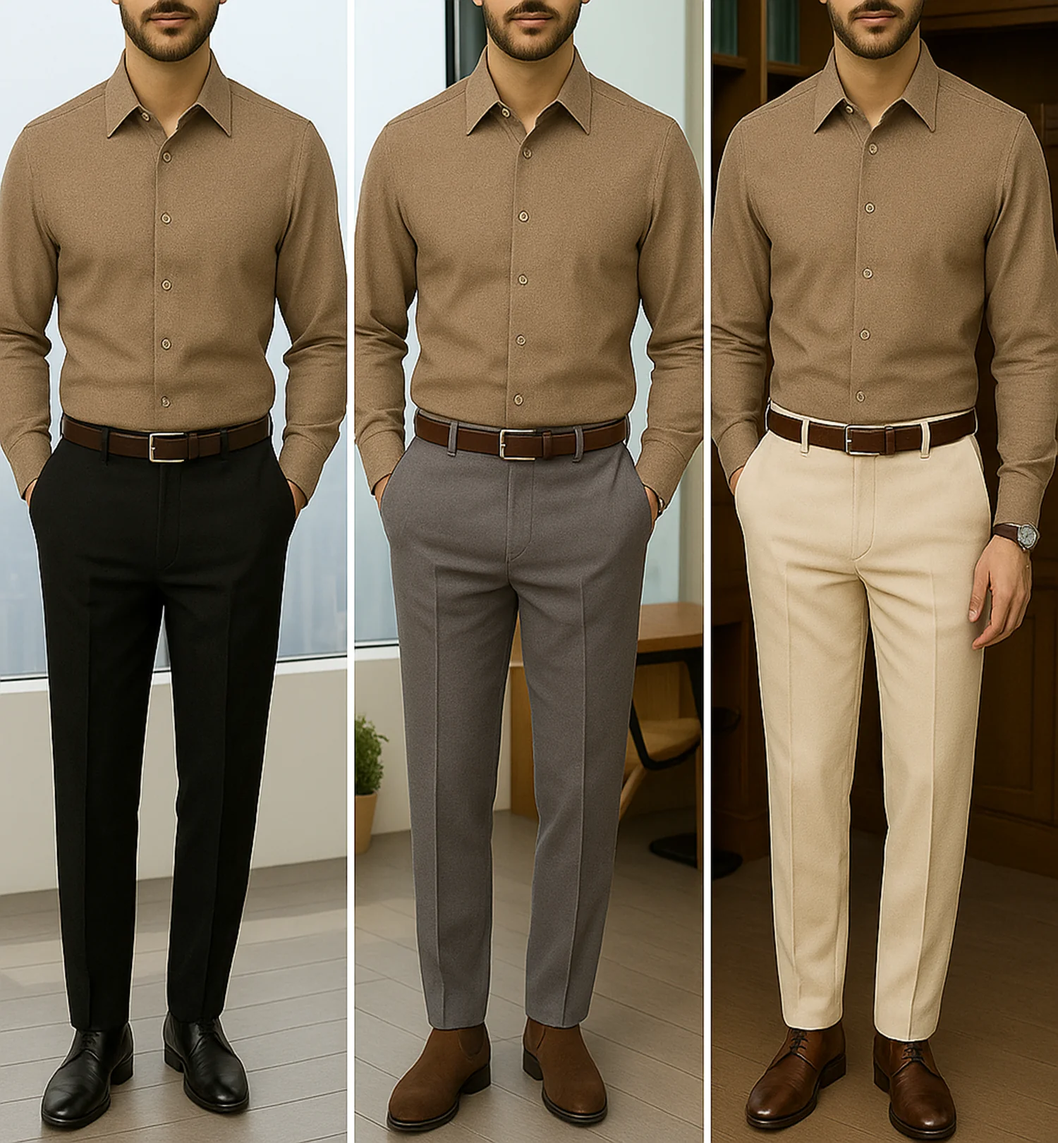 Filafil Fabric Regular Fit Single Pocket Formal Shirt Full Sleeve -Brown - Image 4