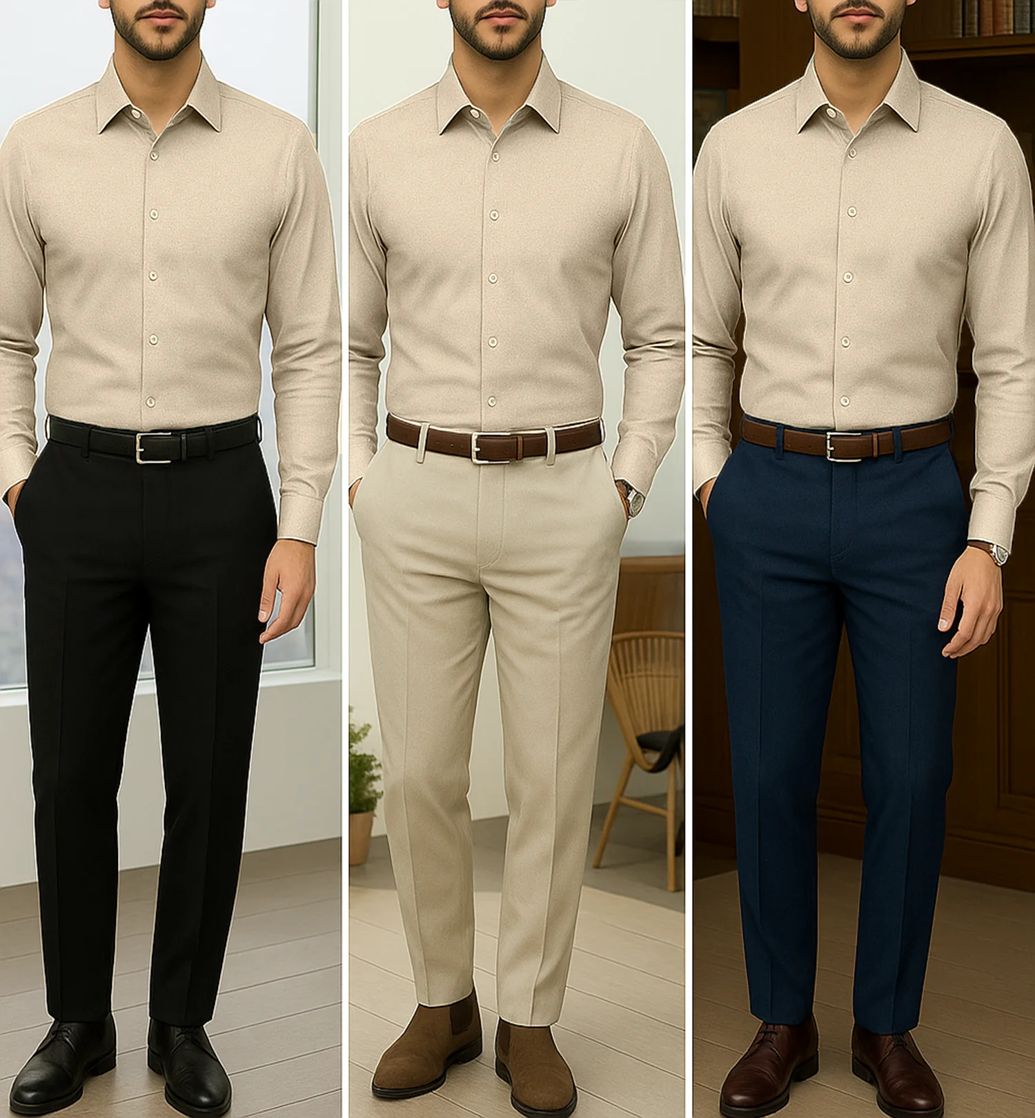 Filafil Fabric Regular Fit Single Pocket Formal Shirt Full Sleeve -Cream - Image 4
