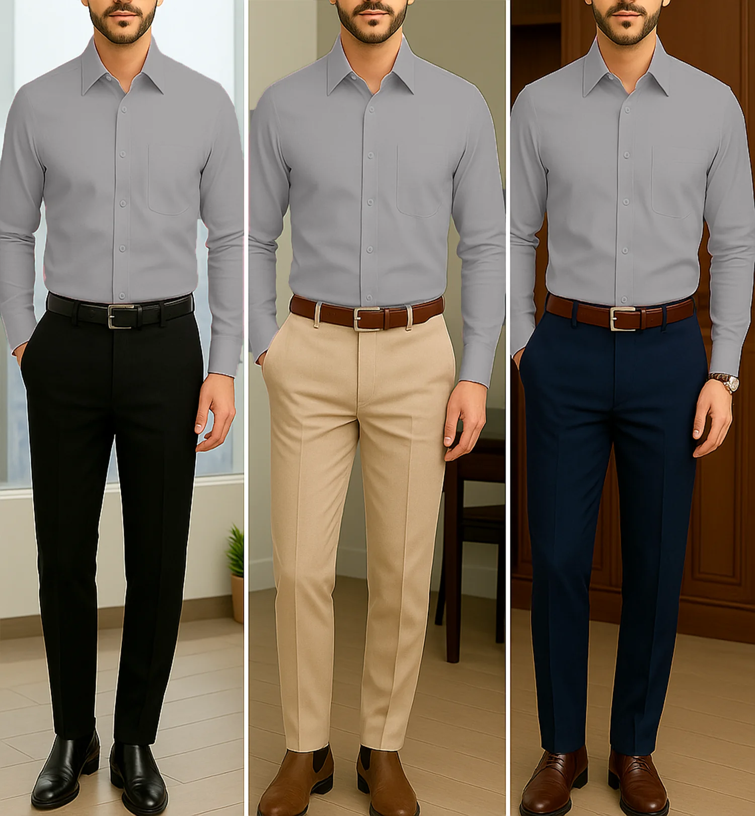 Filafil Fabric Regular Fit Single Pocket Formal Shirt Full Sleeve - Grey - Image 4