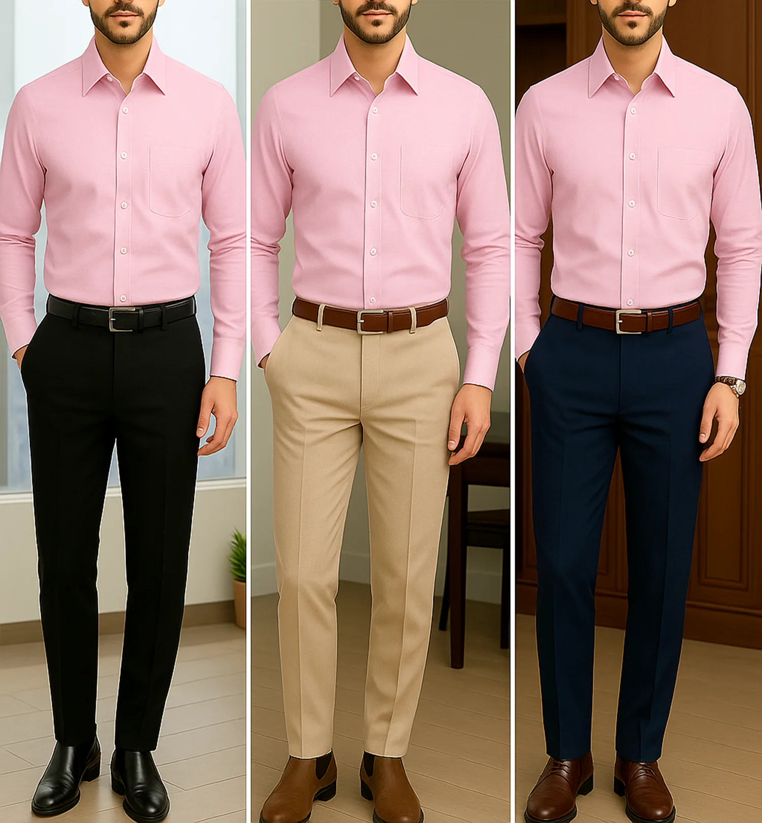 Filafil Fabric Regular Fit Single Pocket Formal Shirt Full Sleeve -Light Pink - Image 4
