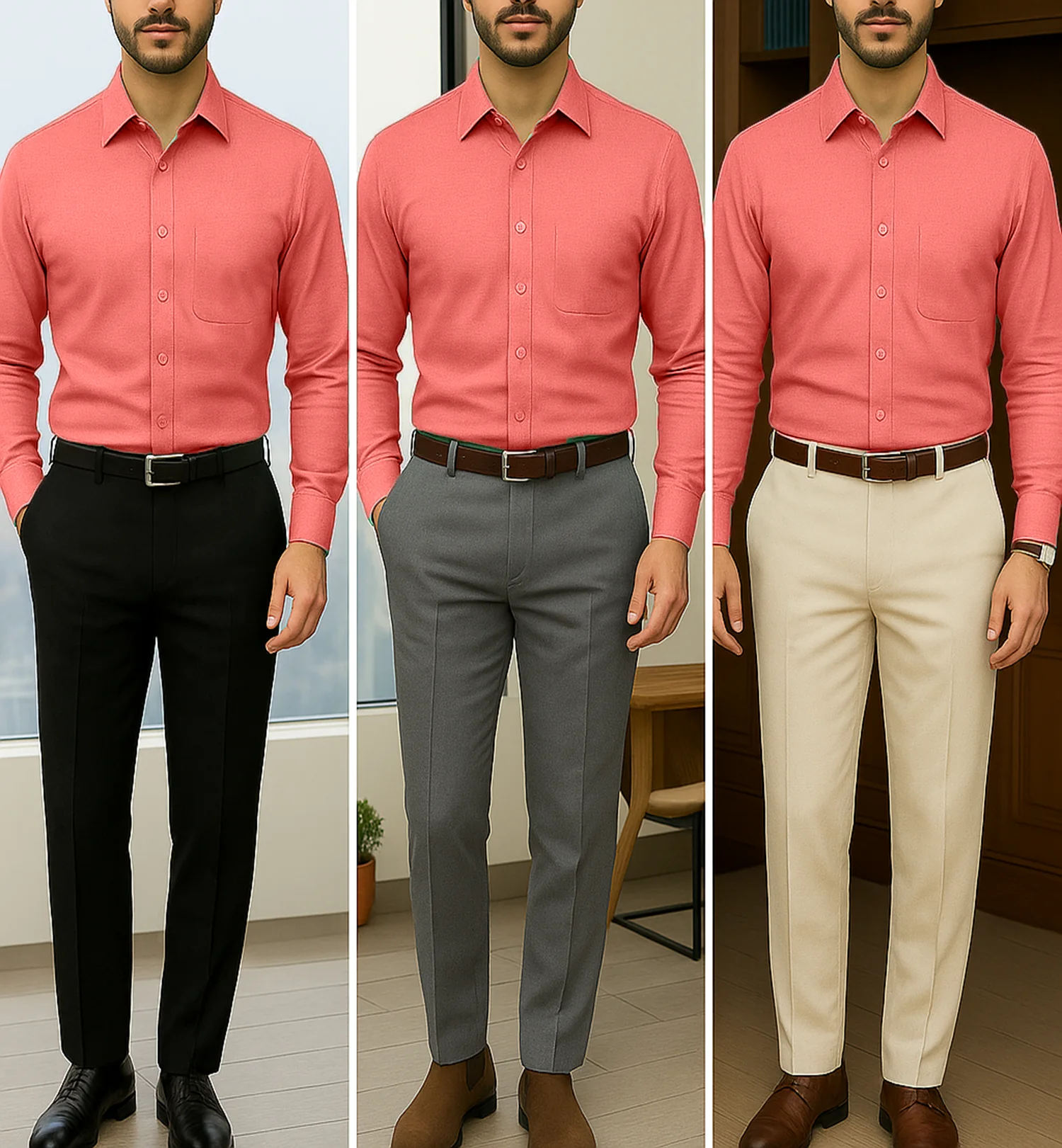Filafil Fabric Regular Fit Single Pocket Formal Shirt Full Sleeve -Peach - Image 4