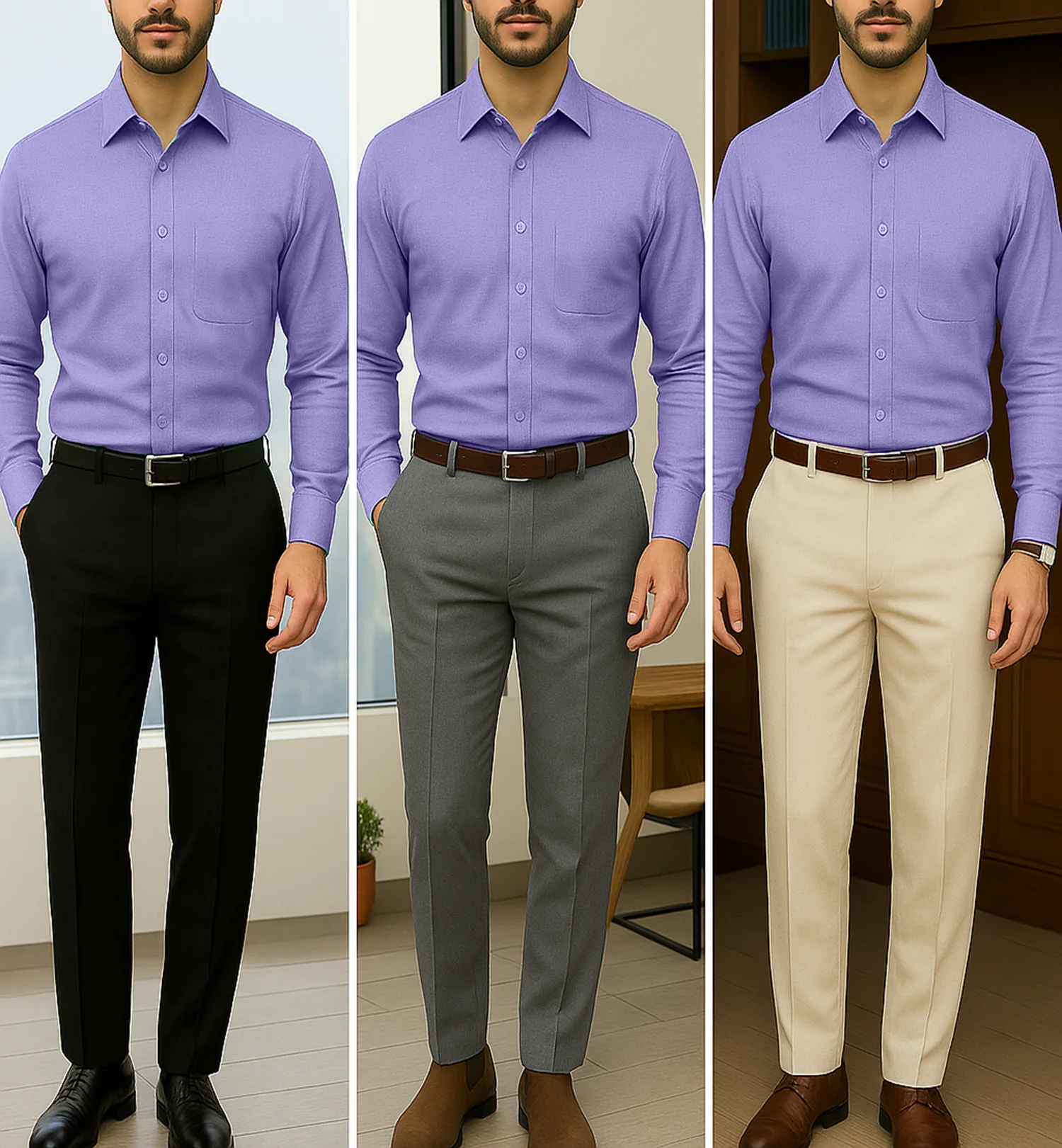 Filafil Fabric Regular Fit Single Pocket Formal Shirt Full Sleeve -Purple - Image 4