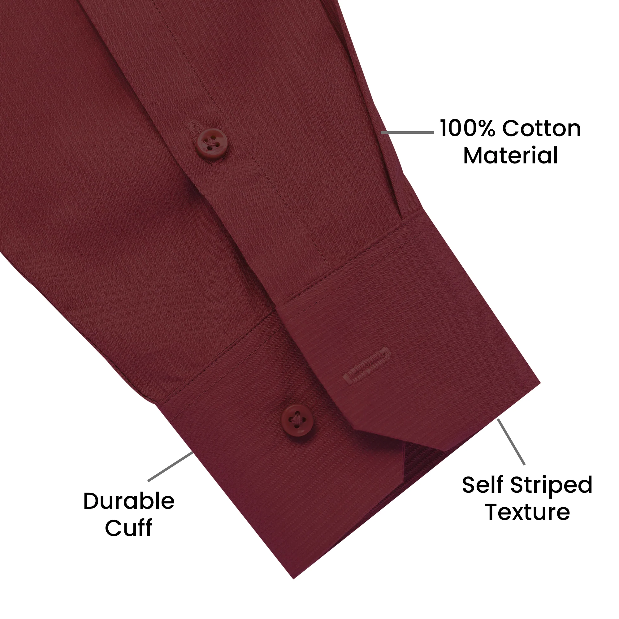 Premium SELF STRIPED SHIRTS FOR MEN - Textured Formal Shirts Collection | Professional Office Wear-Maroon - Image 3