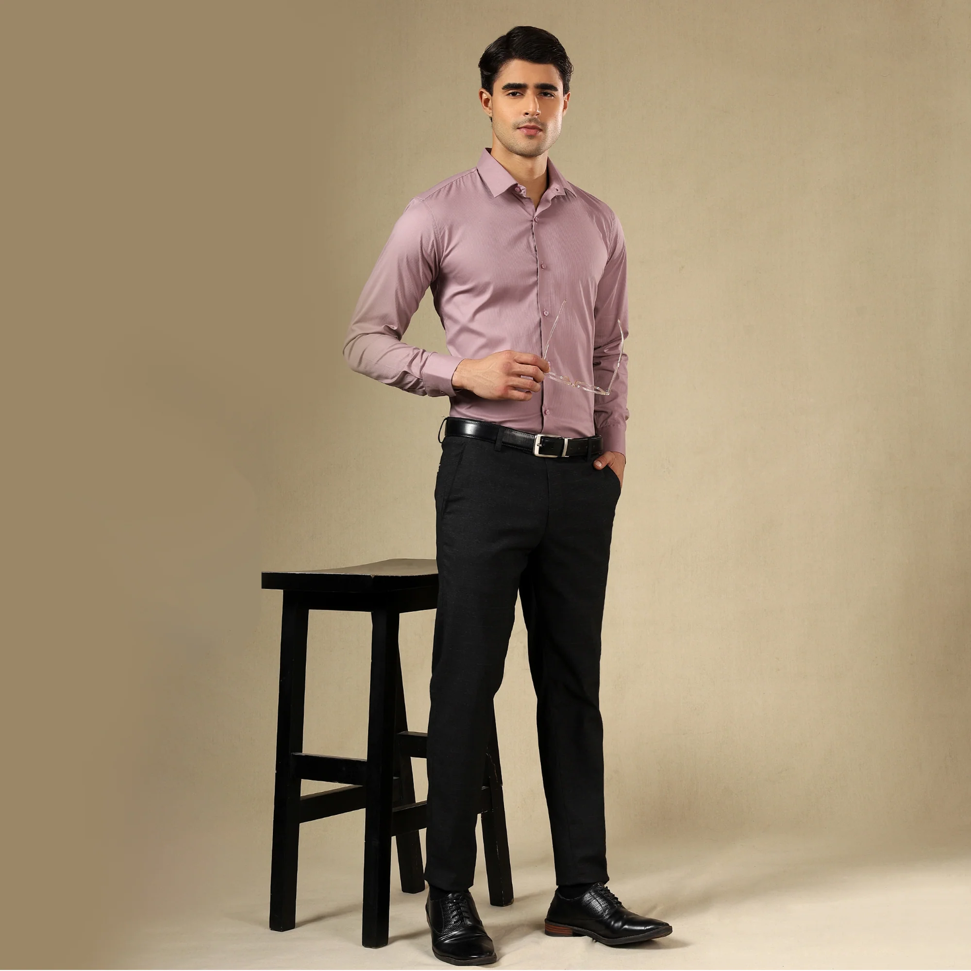 Premium SELF STRIPED SHIRTS FOR MEN - Textured Formal Shirts Collection | Professional Office Wear-Onion - Image 4
