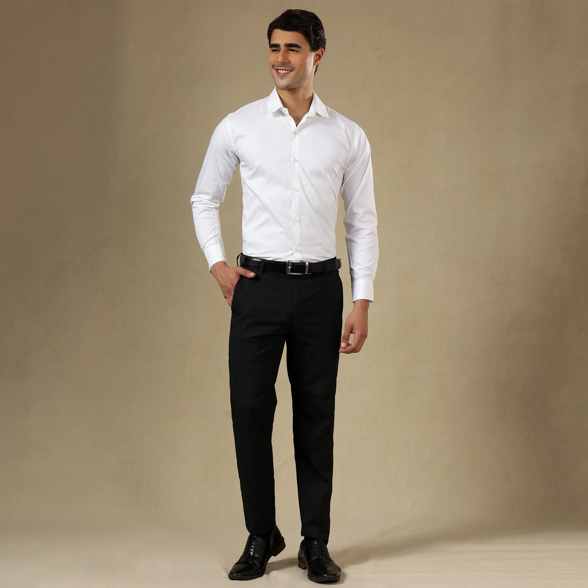 Premium SELF STRIPED SHIRTS FOR MEN - Textured Formal Shirts Collection | Professional Office Wear-White - Image 4