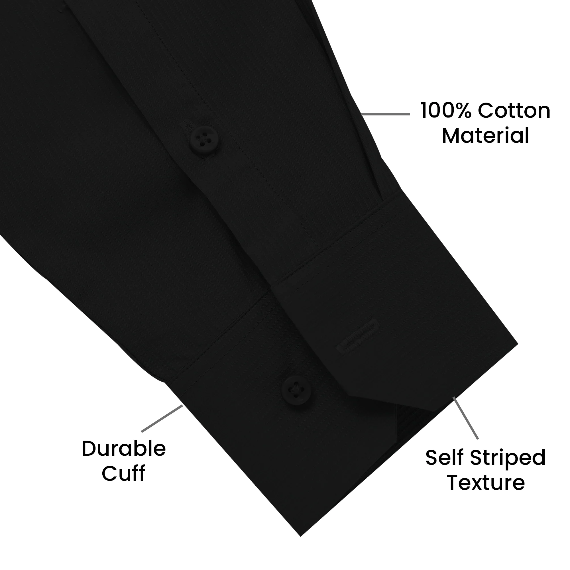 Premium SELF STRIPED SHIRTS FOR MEN - Textured Formal Shirts Collection | Professional Office Wear-Black - Image 3