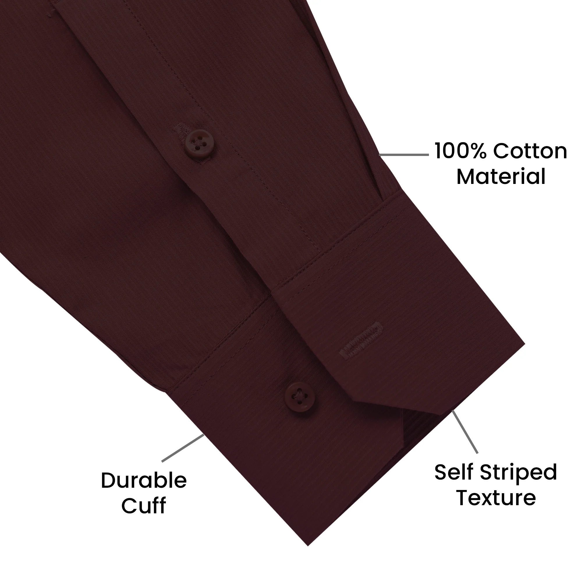 Premium SELF STRIPED SHIRTS FOR MEN - Textured Formal Shirts Collection | Professional Office Wear-Wine - Image 3
