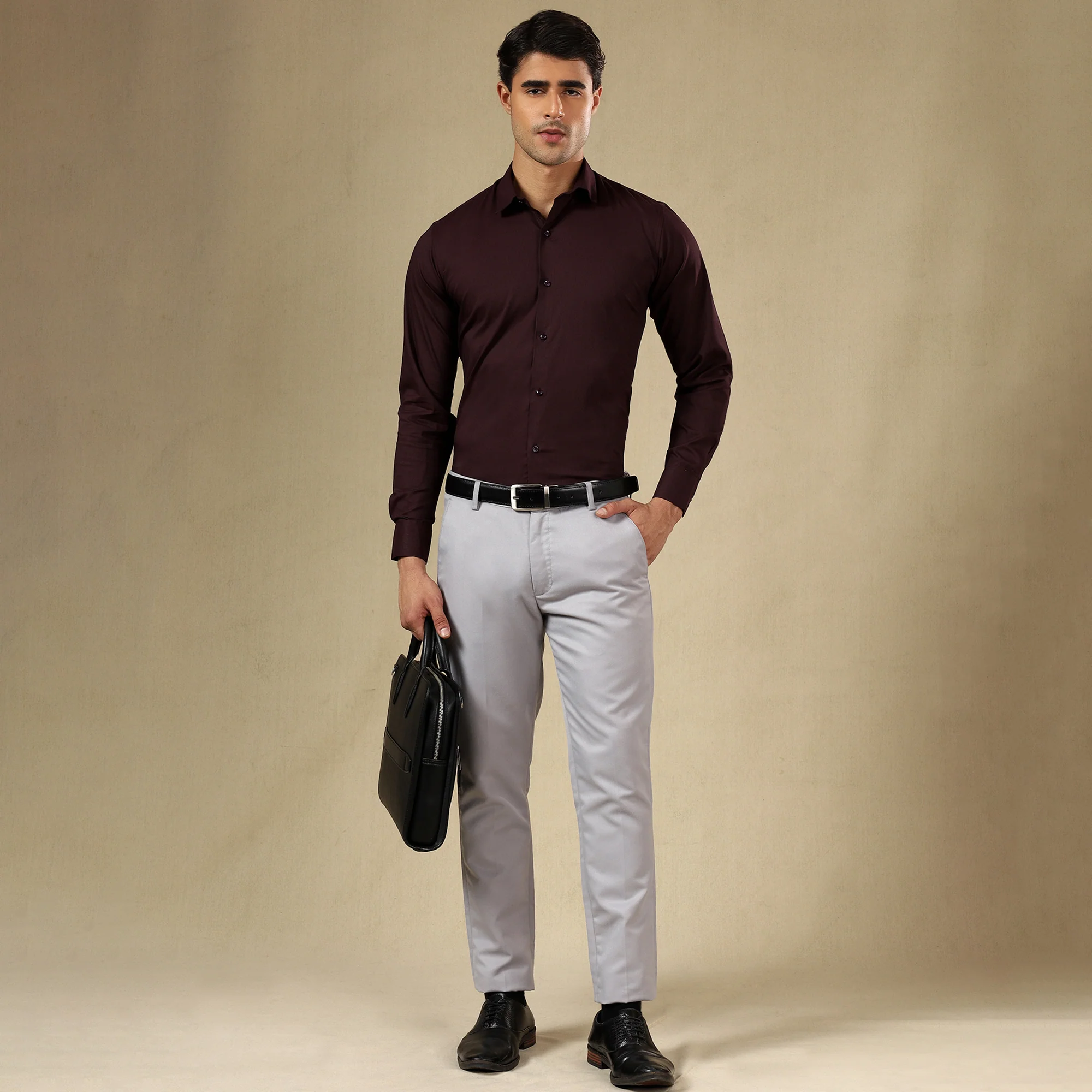 Premium SELF STRIPED SHIRTS FOR MEN - Textured Formal Shirts Collection | Professional Office Wear-Wine - Image 4