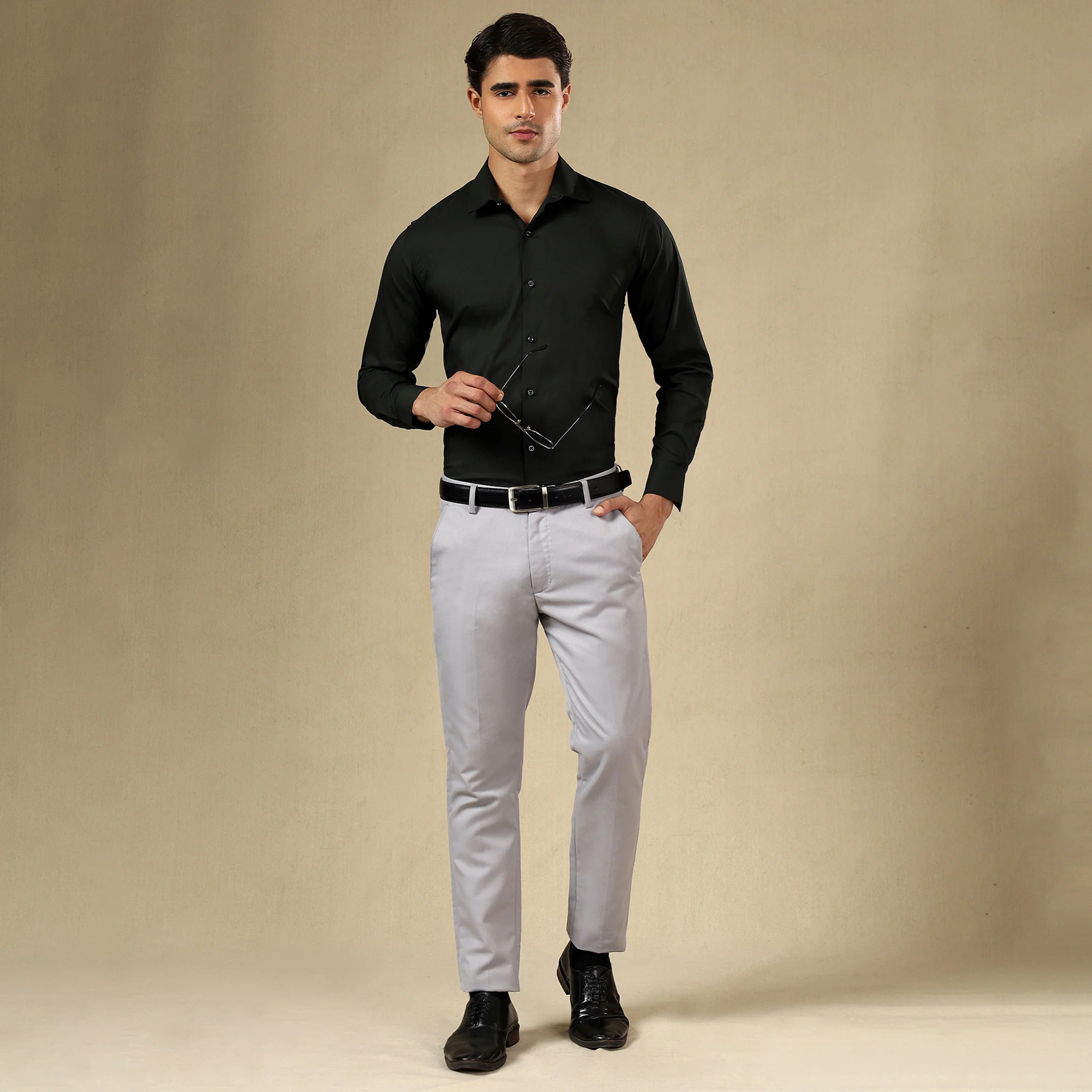 Premium SELF STRIPED SHIRTS FOR MEN - Textured Formal Shirts Collection | Professional Office Wear-Black - Image 4