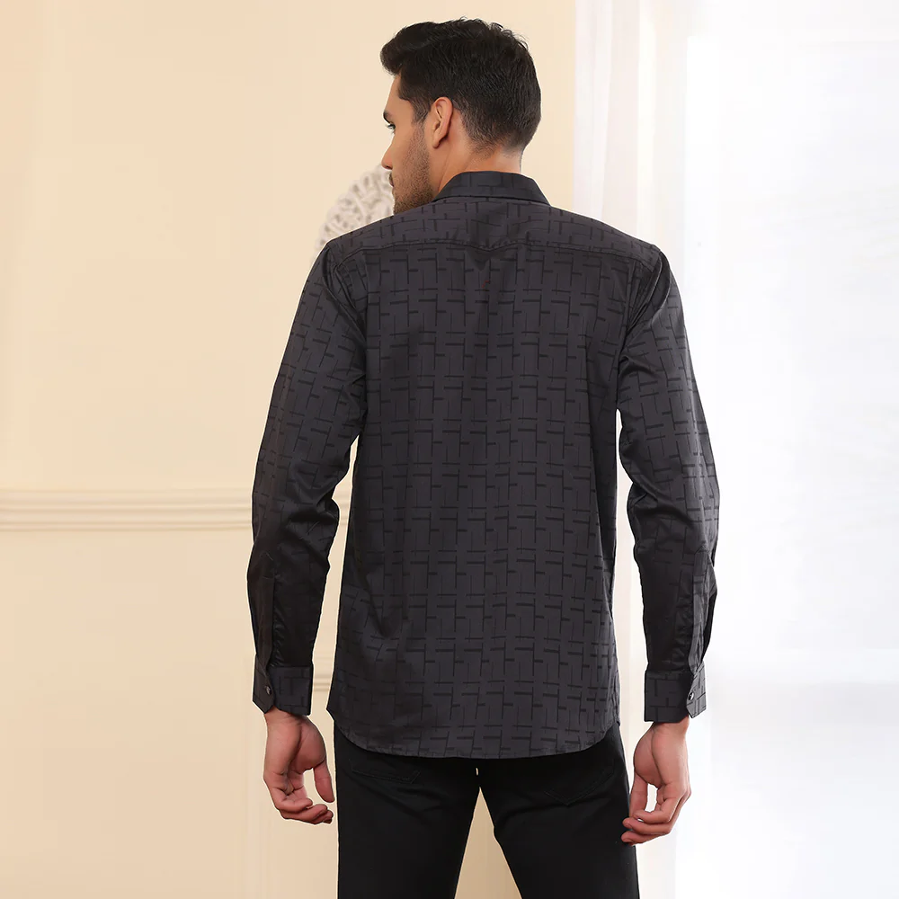 Printed Formal Shirt Black color - Image 3