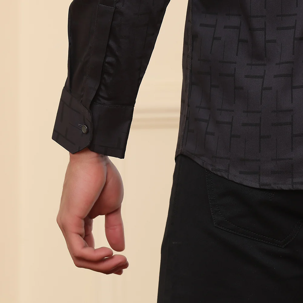 Printed Formal Shirt Black color - Image 4