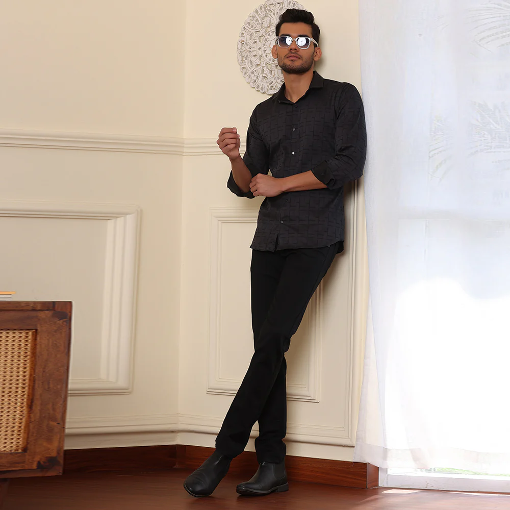 Printed Formal Shirt Black color - Image 5
