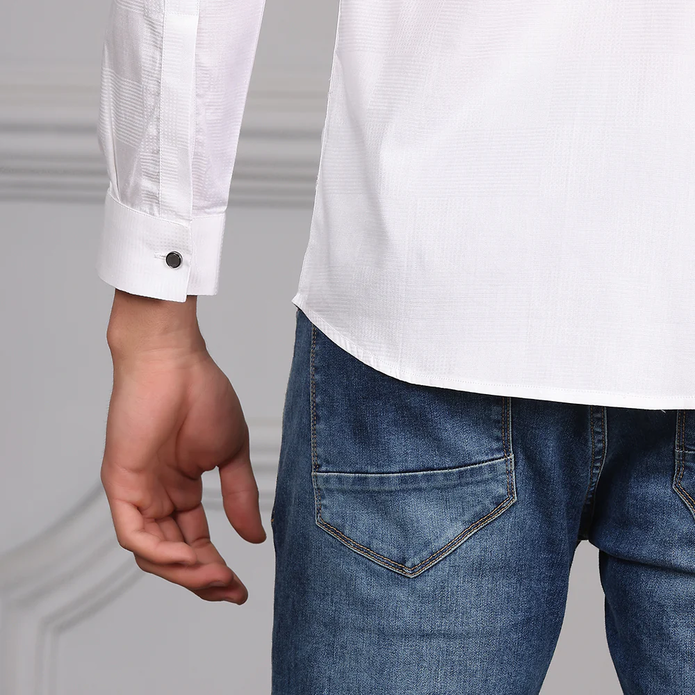 Self Checks Textured Formal Shirt White color - Image 4