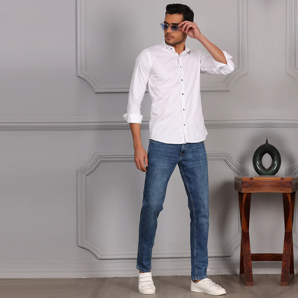 Self Checks Textured Formal Shirt White color - Image 5