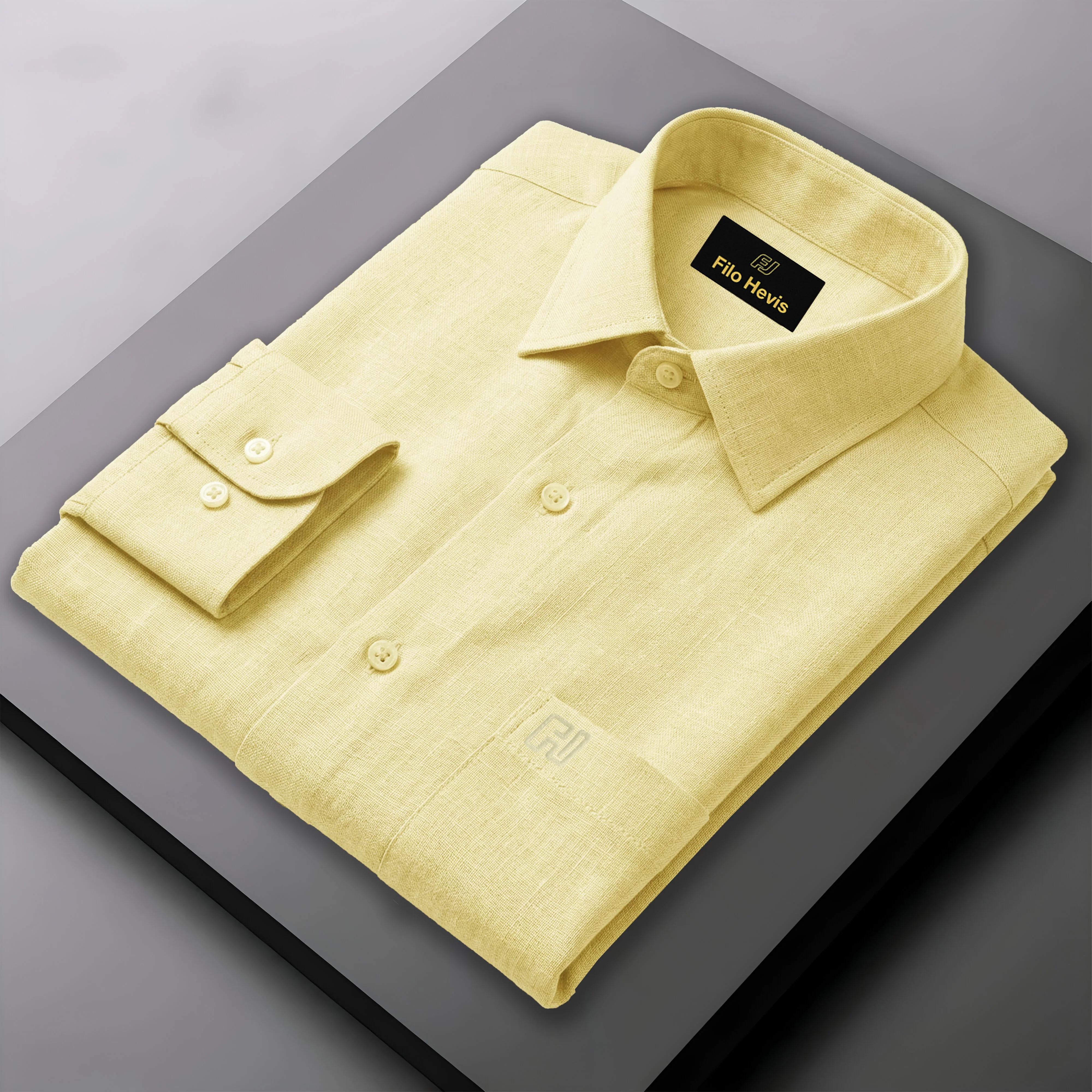 FINE LINEN SHIRTS FOR MEN (Full Sleeves)-Yellow - Image 3