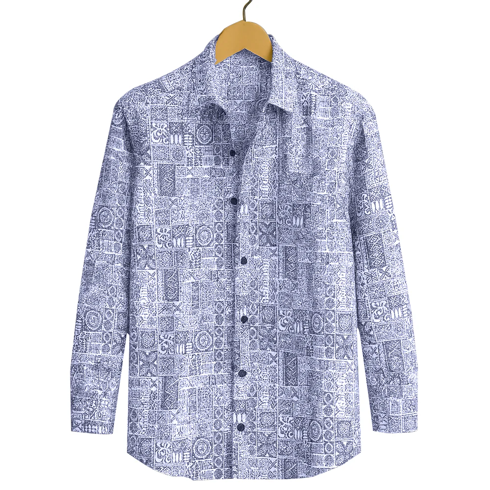 PRINTED SHIRTS | FORMAL & CASUAL SHIRTS FOR MEN | FILO HEVIS GEOMETRIC PRINTS SHIRT COLLECTION-Blue