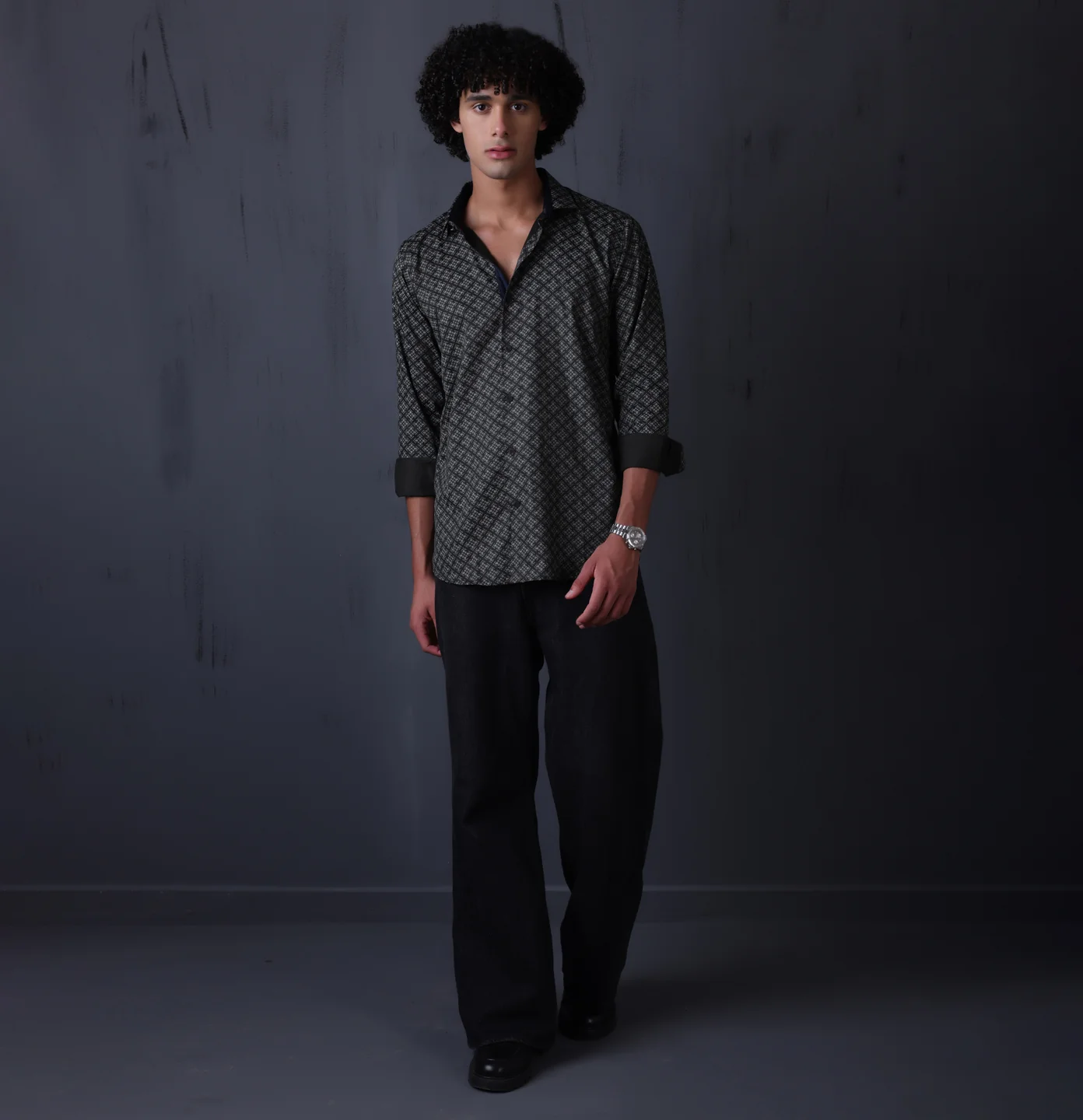 PRINTED SHIRTS | FORMAL & CASUAL SHIRTS FOR MEN | FILO HEVIS GEOMETRIC PRINTS SHIRT COLLECTION-Green - Image 3