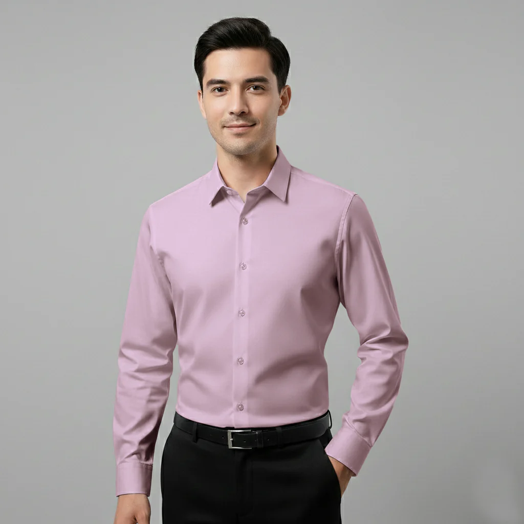 Japanese Lycra Premium Stretch Shirt–Lavender Mist | Ultra-Smooth Formal Fit | Light Onion - Image 3