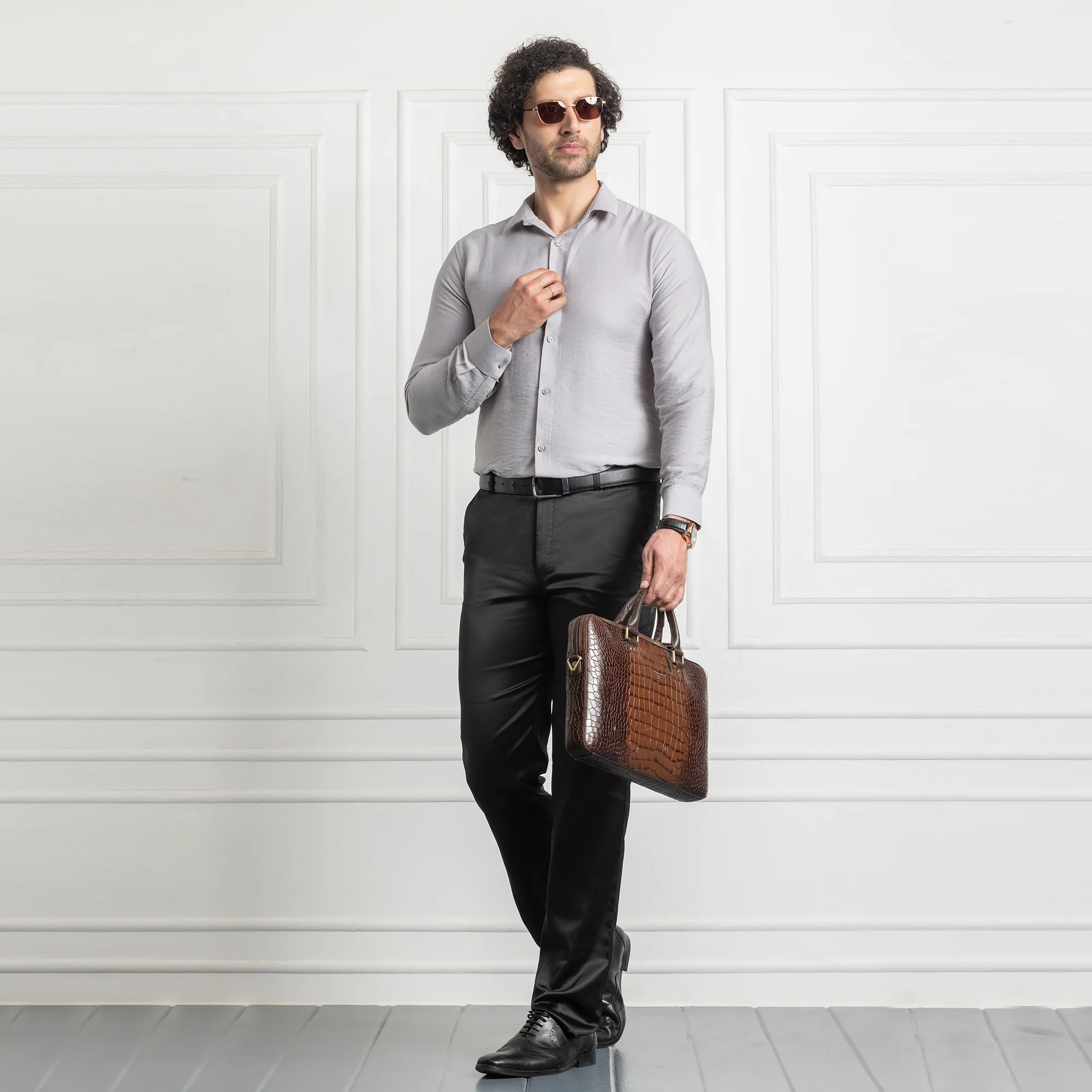IMPORTED LINEN SHIRT FOR THE MODERN MEN | IRON FREE CASUAL (SYNTHETIC LINEN) SHIRT--Grey - Image 3