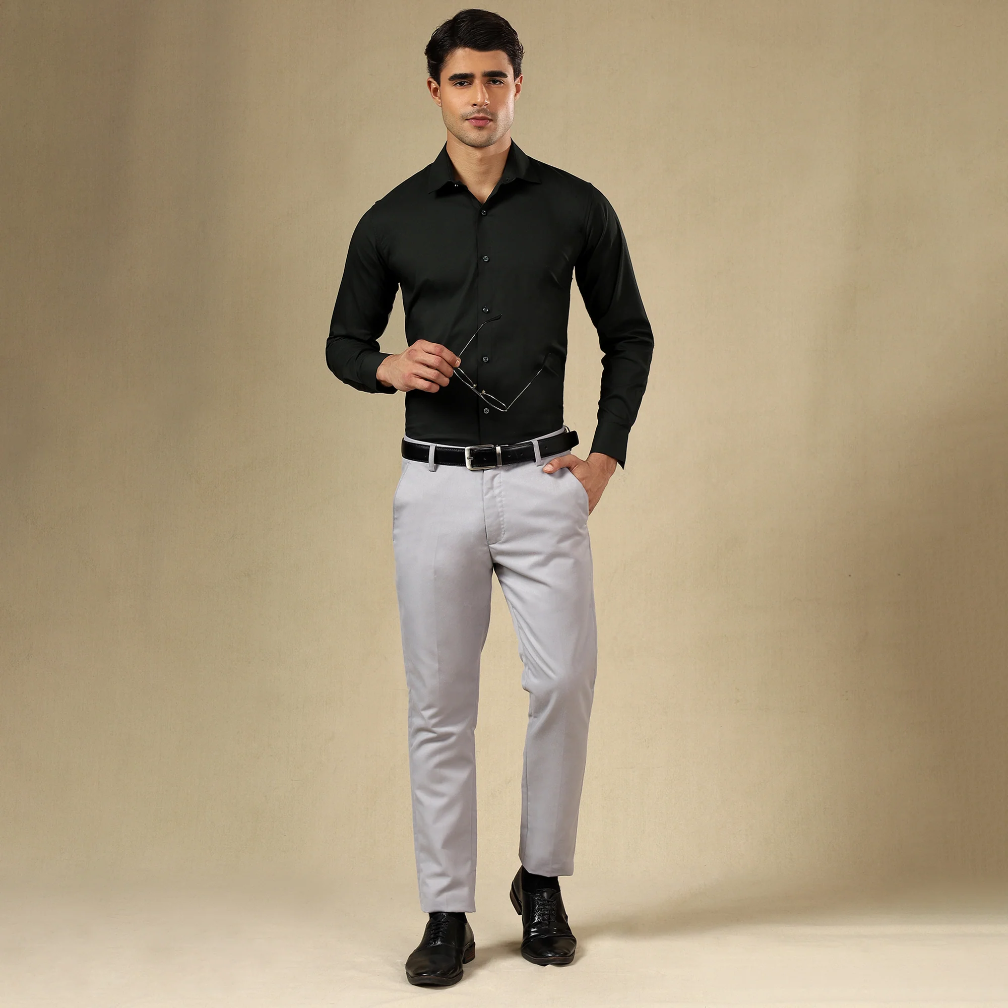 Premium SELF STRIPED SHIRTS FOR MEN - Textured Formal Shirts Collection | Professional Office Wear-DARK GREEN - Image 4