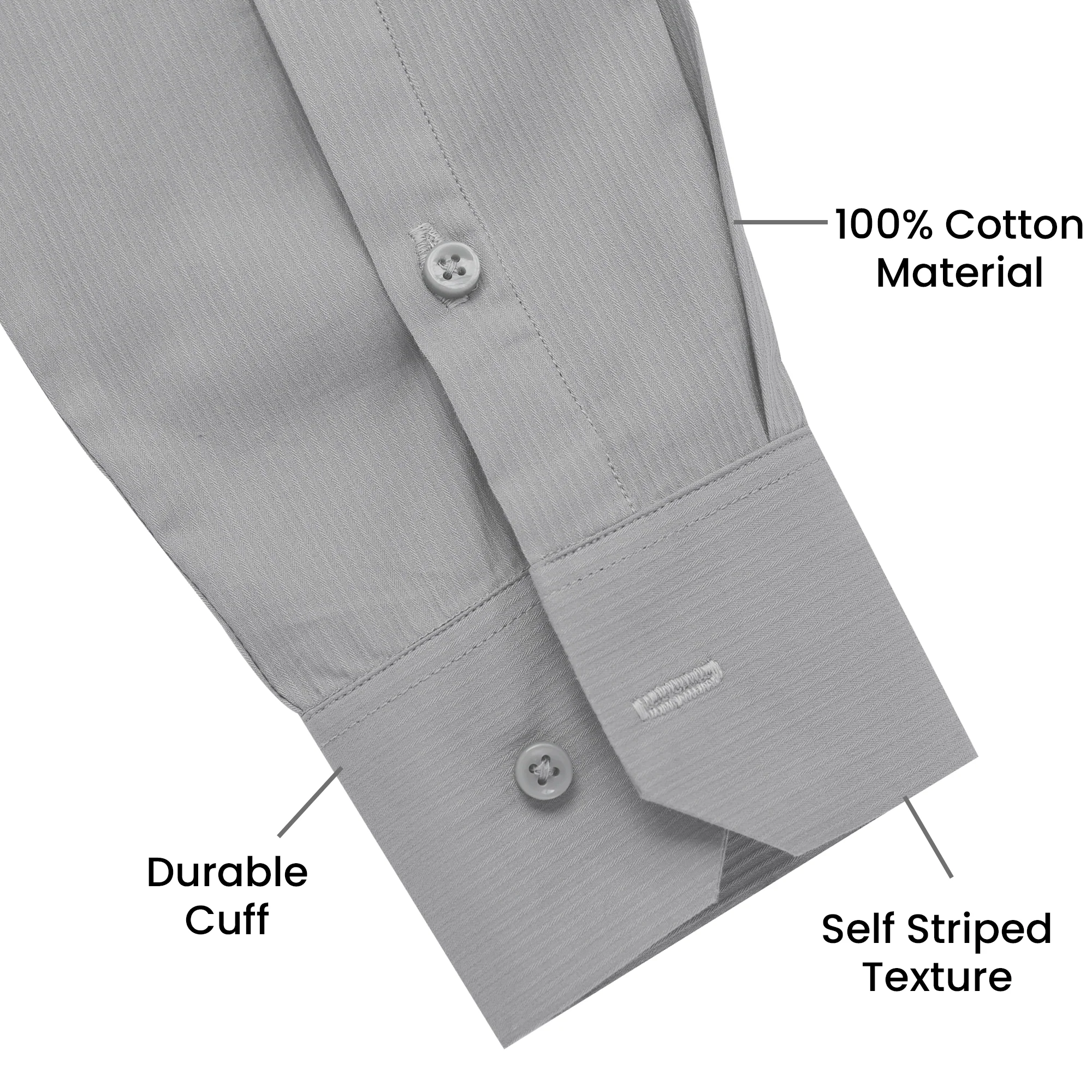Premium SELF STRIPED SHIRTS FOR MEN - Textured Formal Shirts Collection | Professional Office Wear-Grey - Image 3