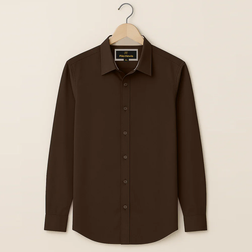 Men’s Contrast Collar & Cuff Formal Shirts | Signature Collection-Brown - Image 3