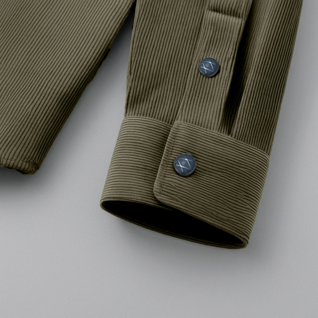 MEN’S CORDUROY SHIRT FOR WINTER STYLE | 21-WALES CORDUROY | DOUBLE POCKET | Mustard - Image 3