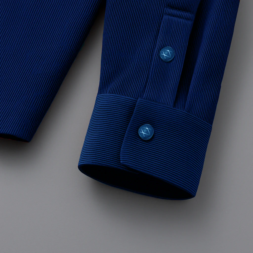 MEN’S CORDUROY SHIRT FOR WINTER STYLE | 21-WALES CORDUROY | DOUBLE POCKET | Navy Blue - Image 3