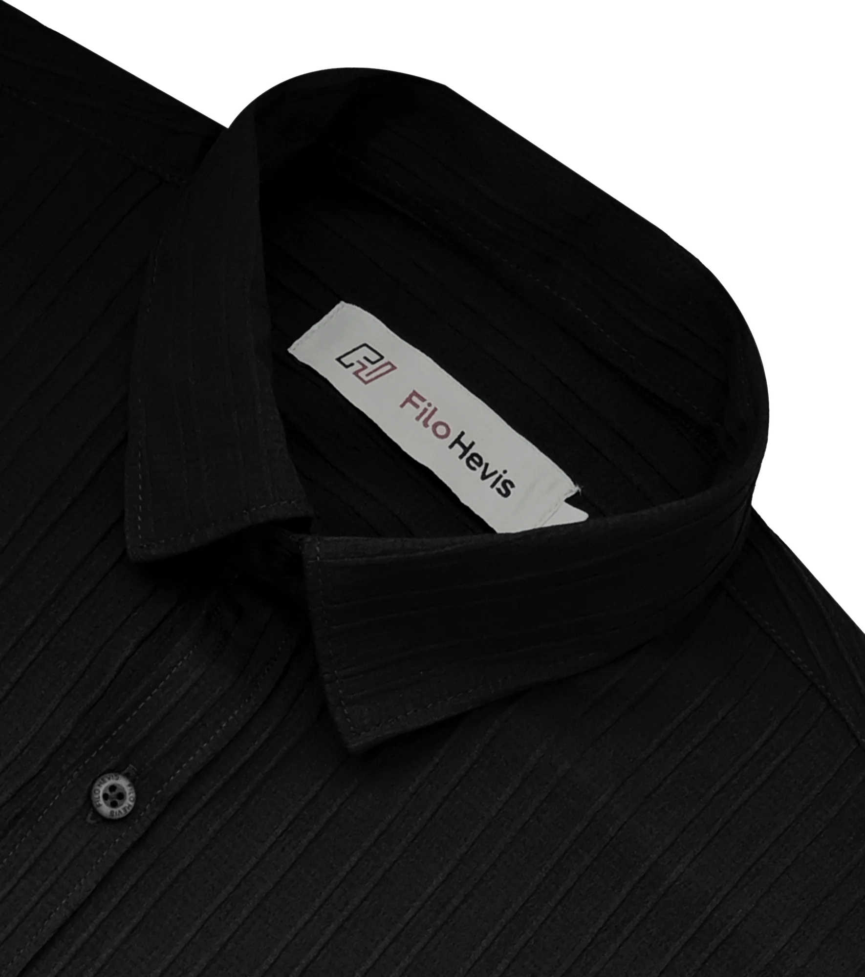 Men’s Textured Popcorn Half Sleeve Casual Shirt – Black - Image 3