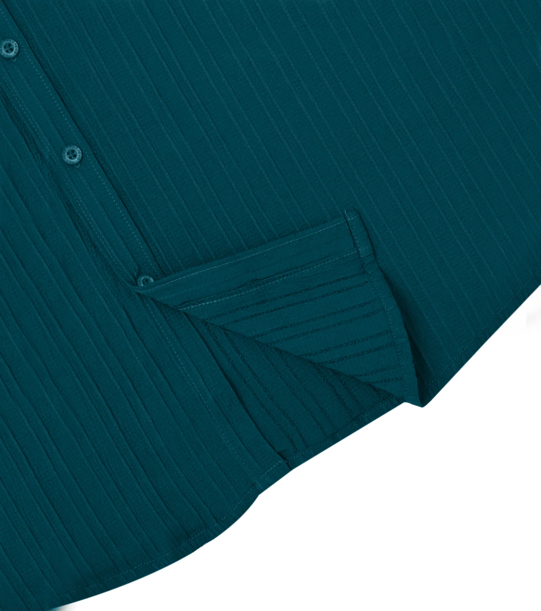 Men’s Textured Popcorn Half Sleeve Casual Shirt – Dark Green - Image 5