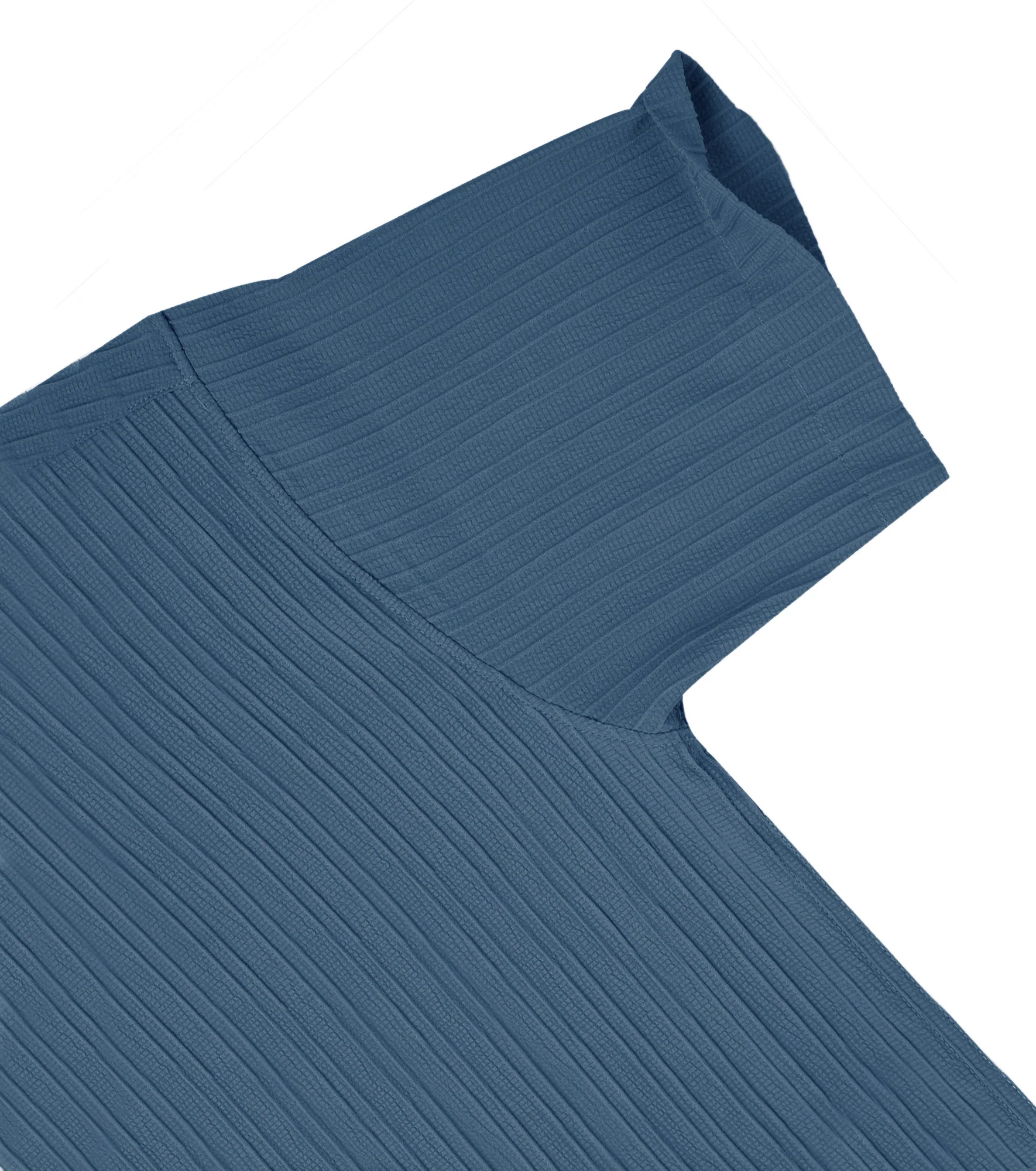 Men’s Textured Popcorn Half Sleeve Casual Shirt – Denim Blue - Image 3