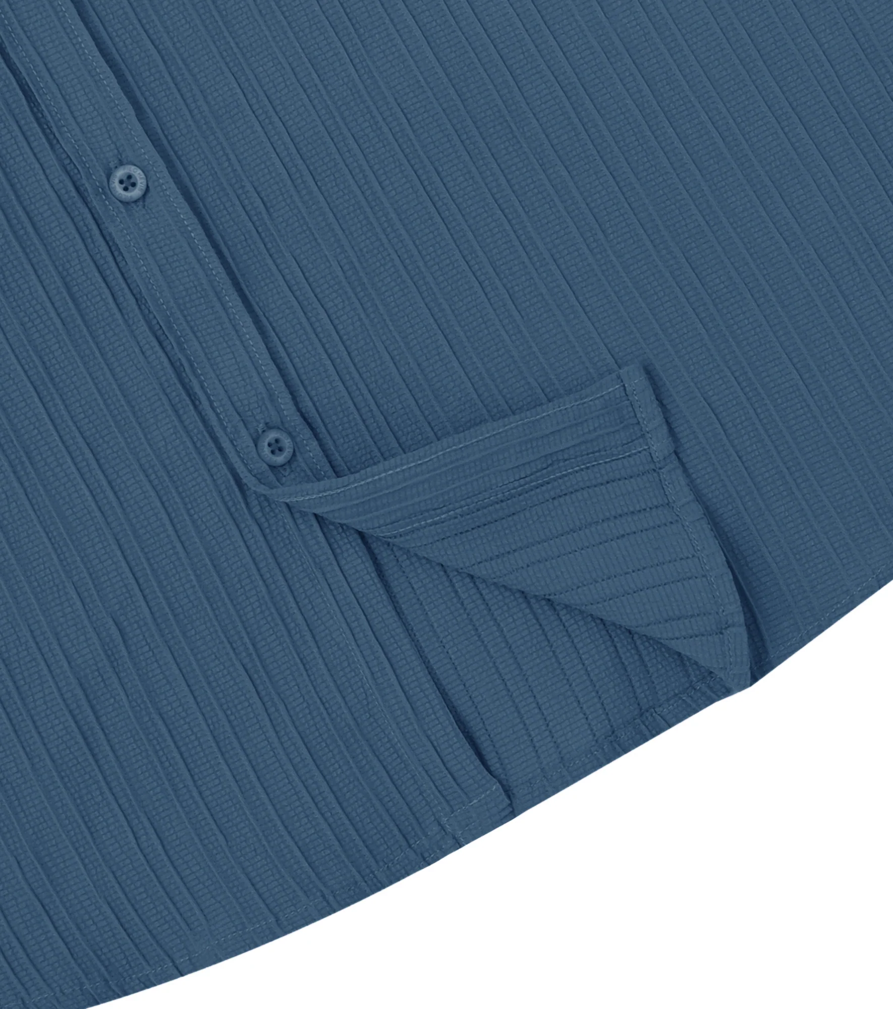Men’s Textured Popcorn Half Sleeve Casual Shirt – Denim Blue - Image 4