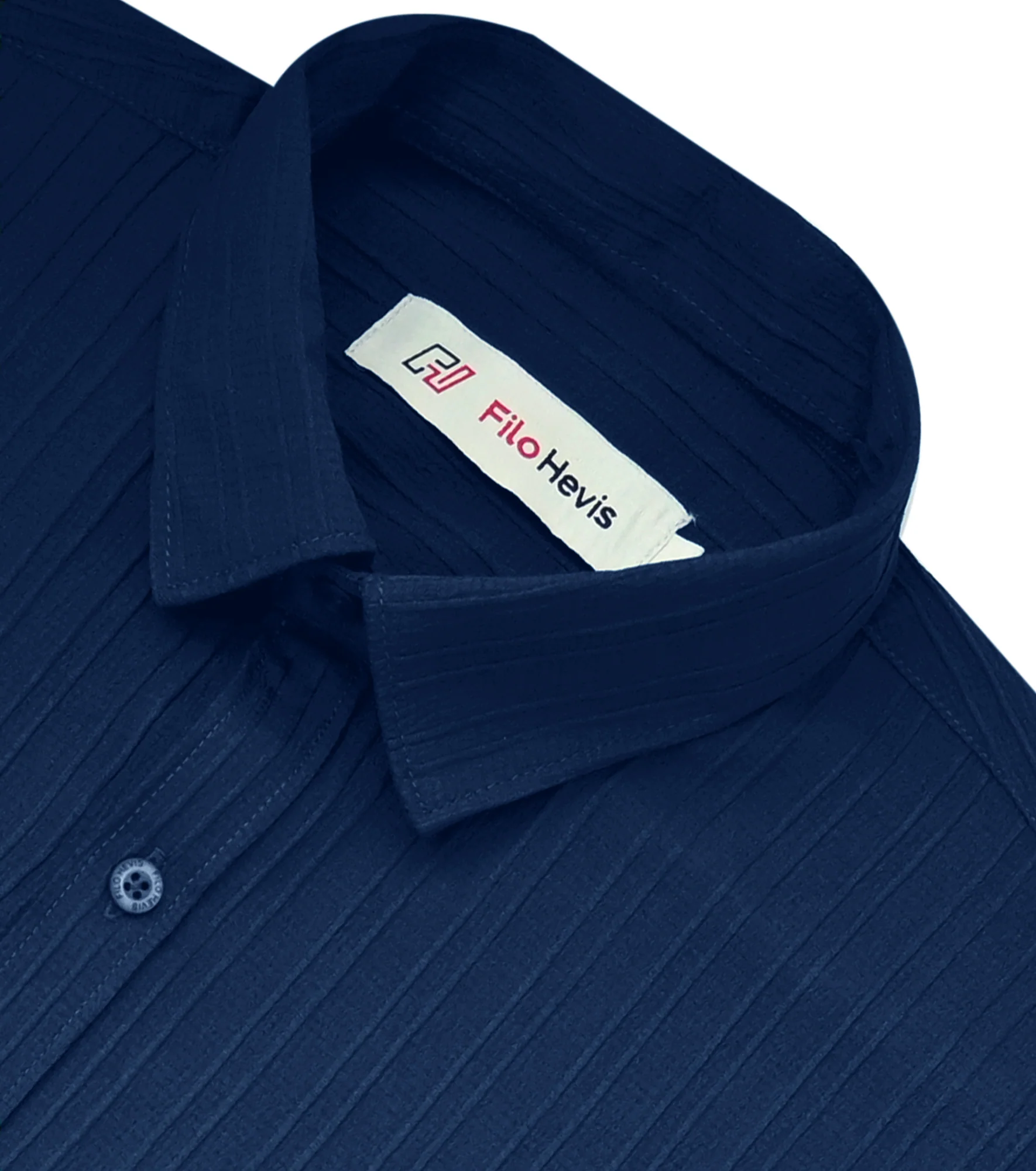 Men’s Textured Popcorn Half Sleeve Casual Shirt – Navy Blue - Image 3