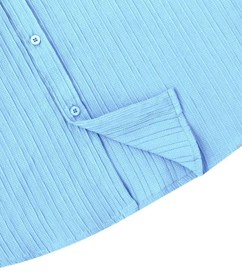 Men’s Textured Popcorn Half Sleeve Casual Shirt – Sky - Image 4