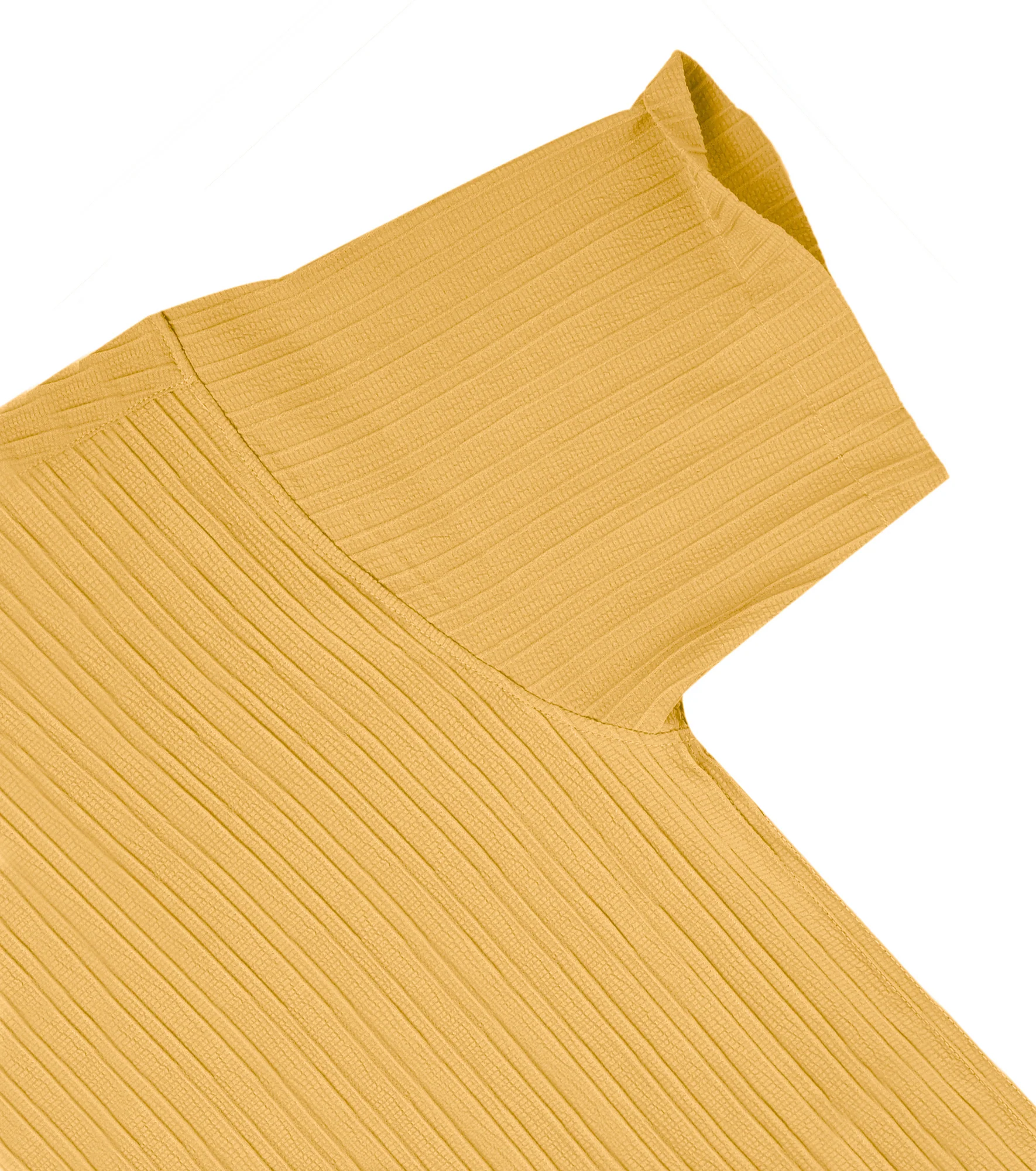 Men’s Textured Popcorn Half Sleeve Casual Shirt – Yellow - Image 3