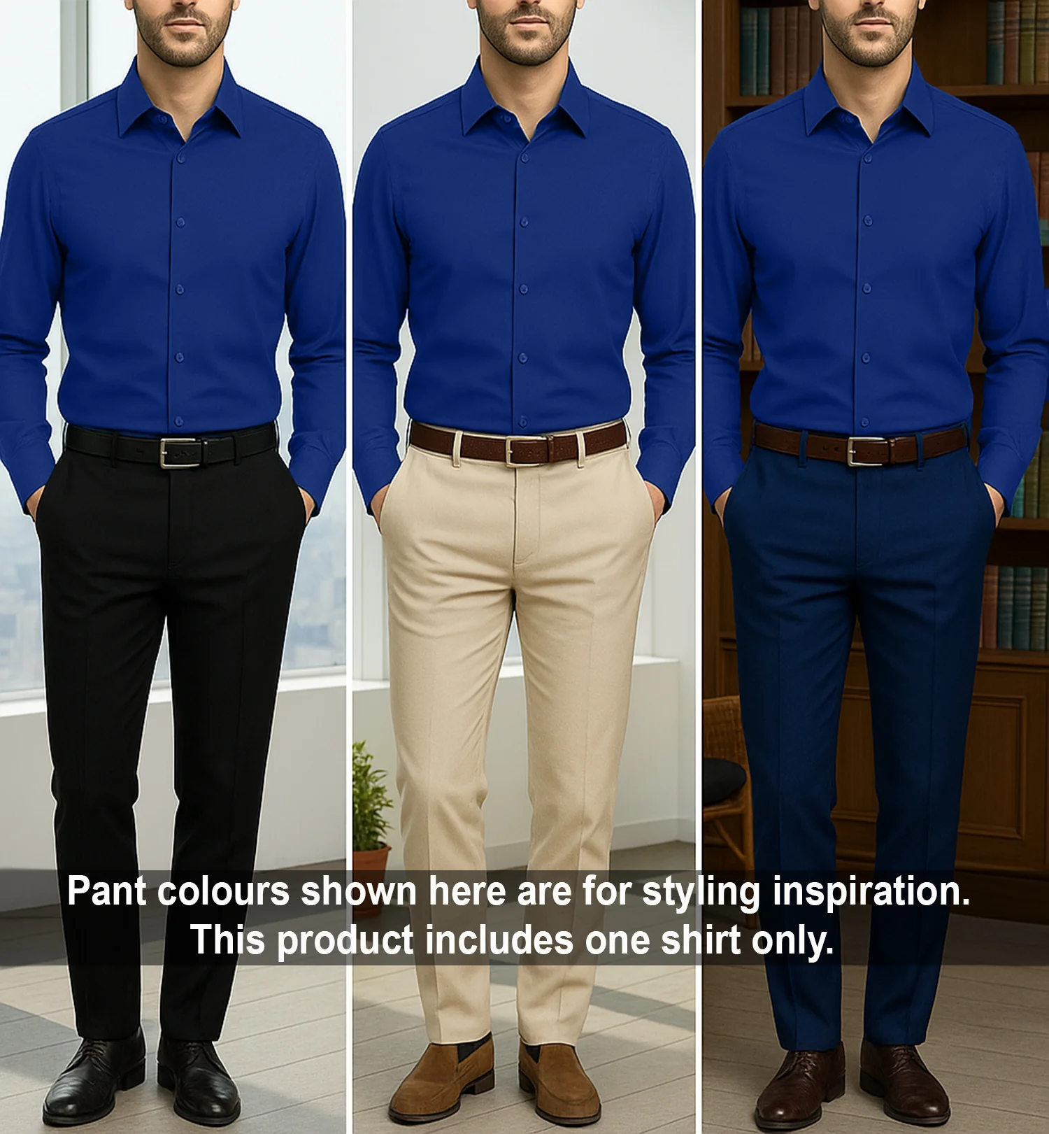 Men's Satin Lycra formal Full Sleeve shirt Royal Blue - Image 4